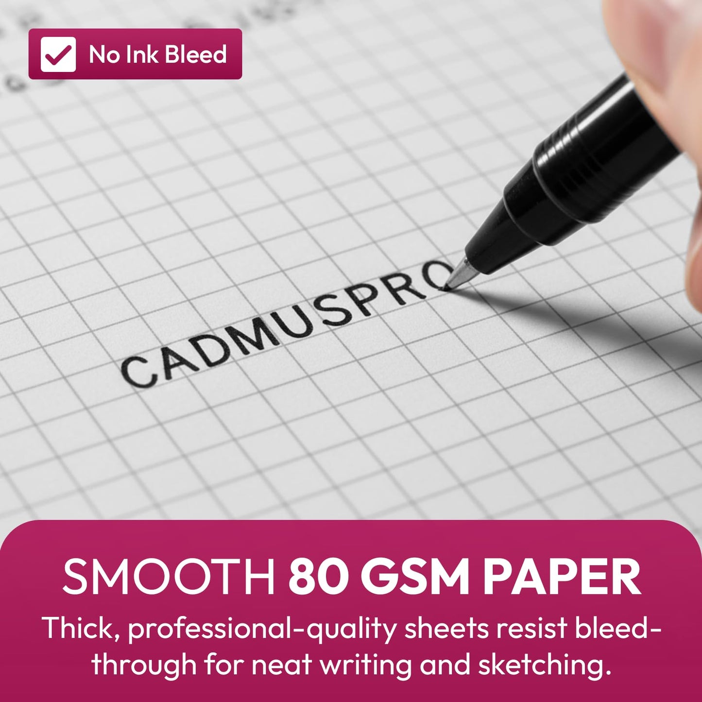 CADMUSPRO Top Desk Graph Paper Pad 22x17 Inch, 50 Sheets, Double-Sided 80 GSM Large Quadrille Grid Paper for Drafting, Design, Art, Architecture and Academic Use