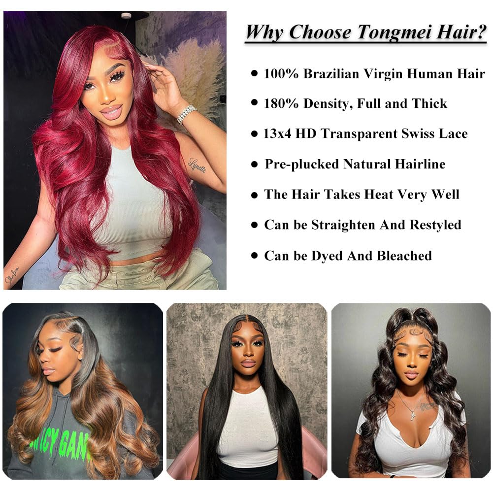 13x4 Body Wave Lace Front Wigs Human Hair Pre Plucked HD Transparent Lace Frontal Wig with Baby Hair 180% Density 9A Glueless Brazilian Virgin Human Hair Lace Front Wigs for Women Natural Black 22Inch