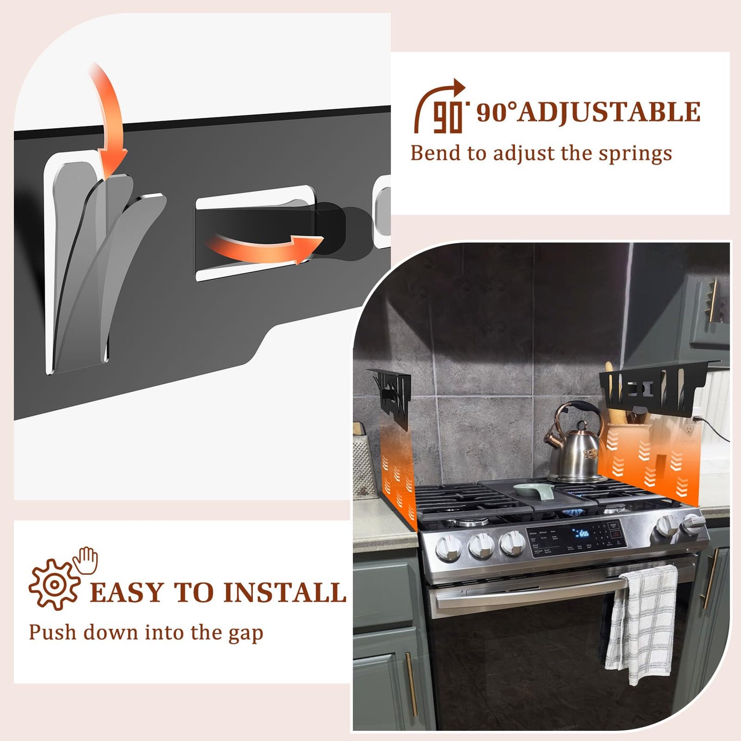 Stainless Steel Stove Gap Covers - Oven Gap Filler Kit 25.4" Between Stove & Counter Top - Heat Resistant Slide-in Range Trim Guard for Seamless Kitchen Accessories Easy Clean
