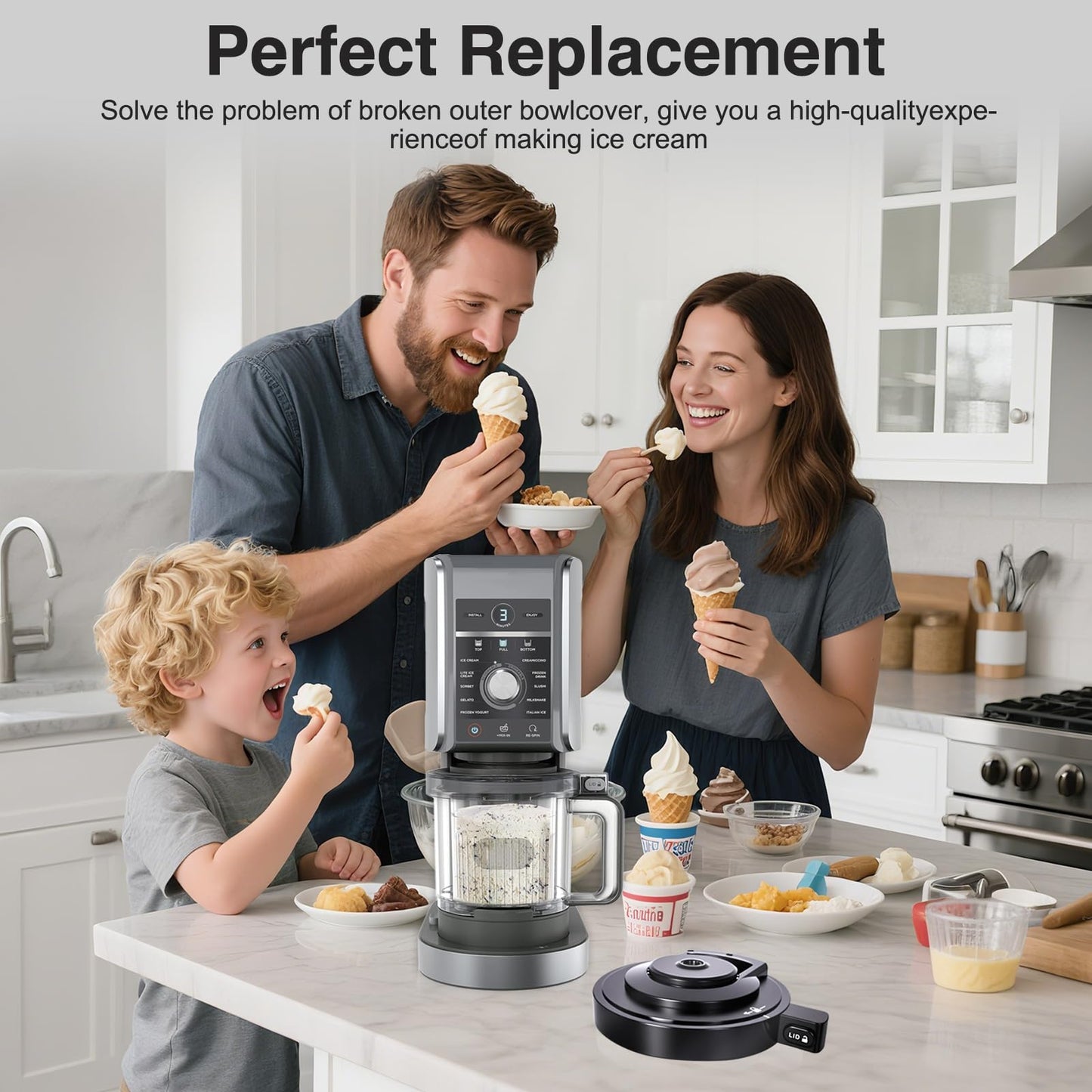 NC 500 Series Outer Bowl Lid and Paddle for Deluxe Ice Cream Maker - Reusable Creami Deluxe Replacement Accessories Compatible with Ninja NC500, NC501, NC501H, NC501HBL, NC501HGN and CN501CO, BPA-Free
