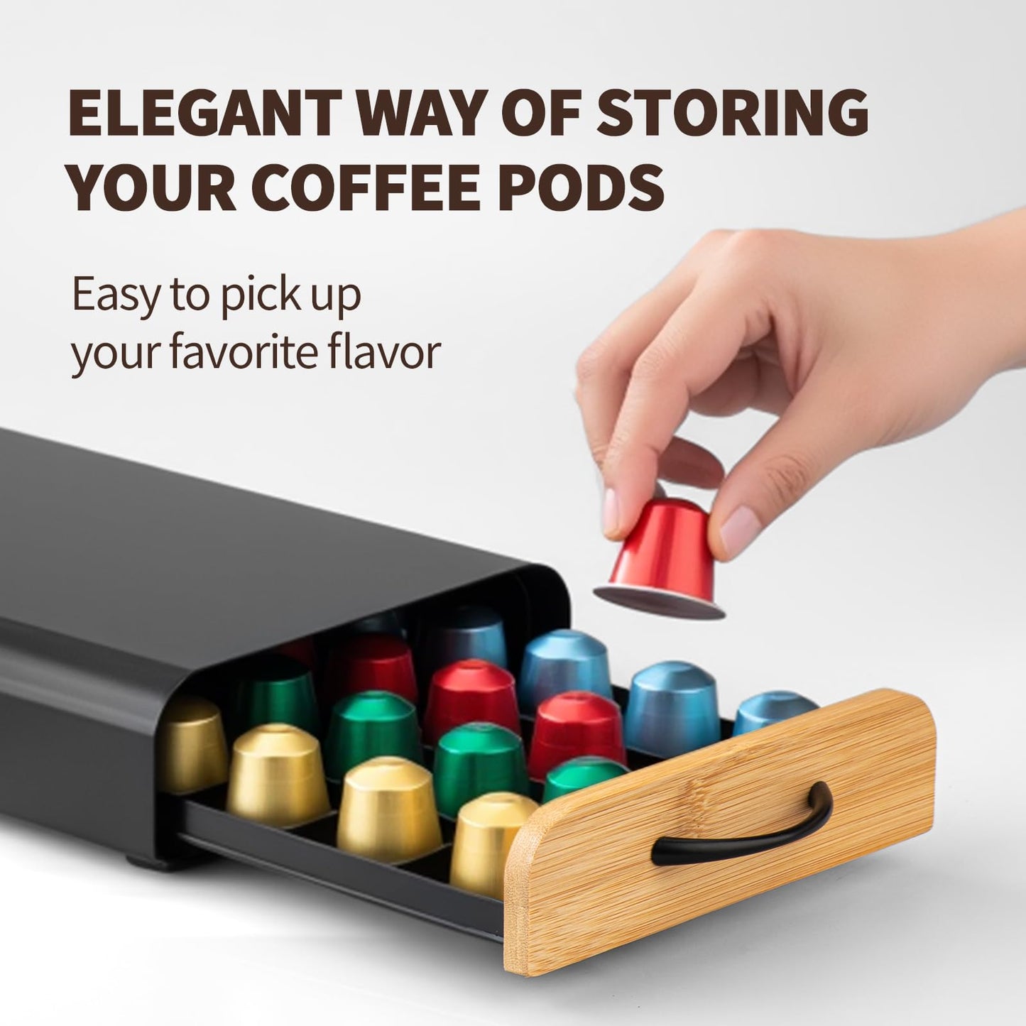 Coffee Pod Holder Drawer– serve for OriginalLine Capsules, Holds 40 Coffee Pods – Sleek Coffee Station Organizer with Anti-Slip Base