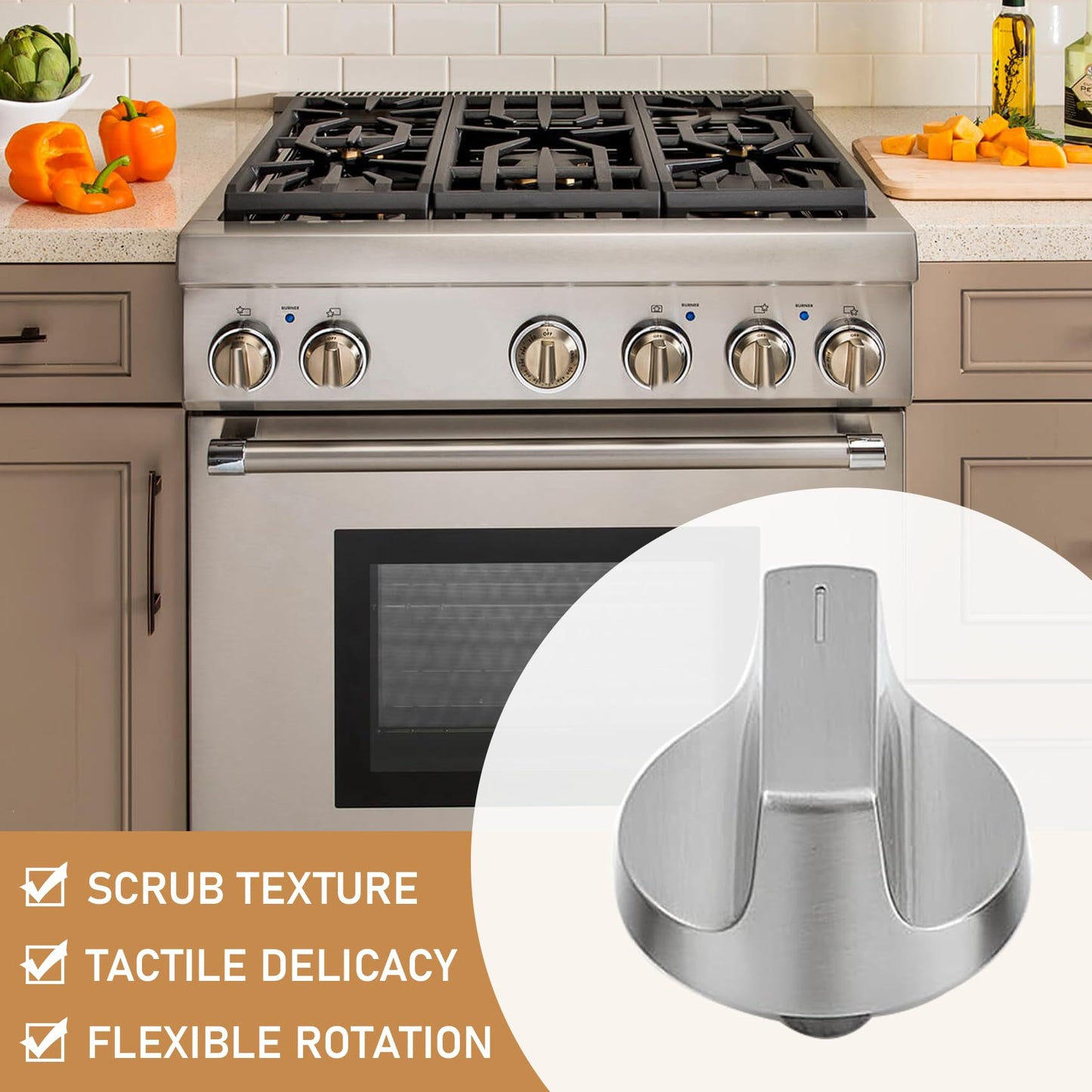 4 Pcs W11517334 Range Knob Compatible with Whirlpool Gas Ranges WEG515S0, WEG745H0, Replace W11122869, W10850033, W11458842