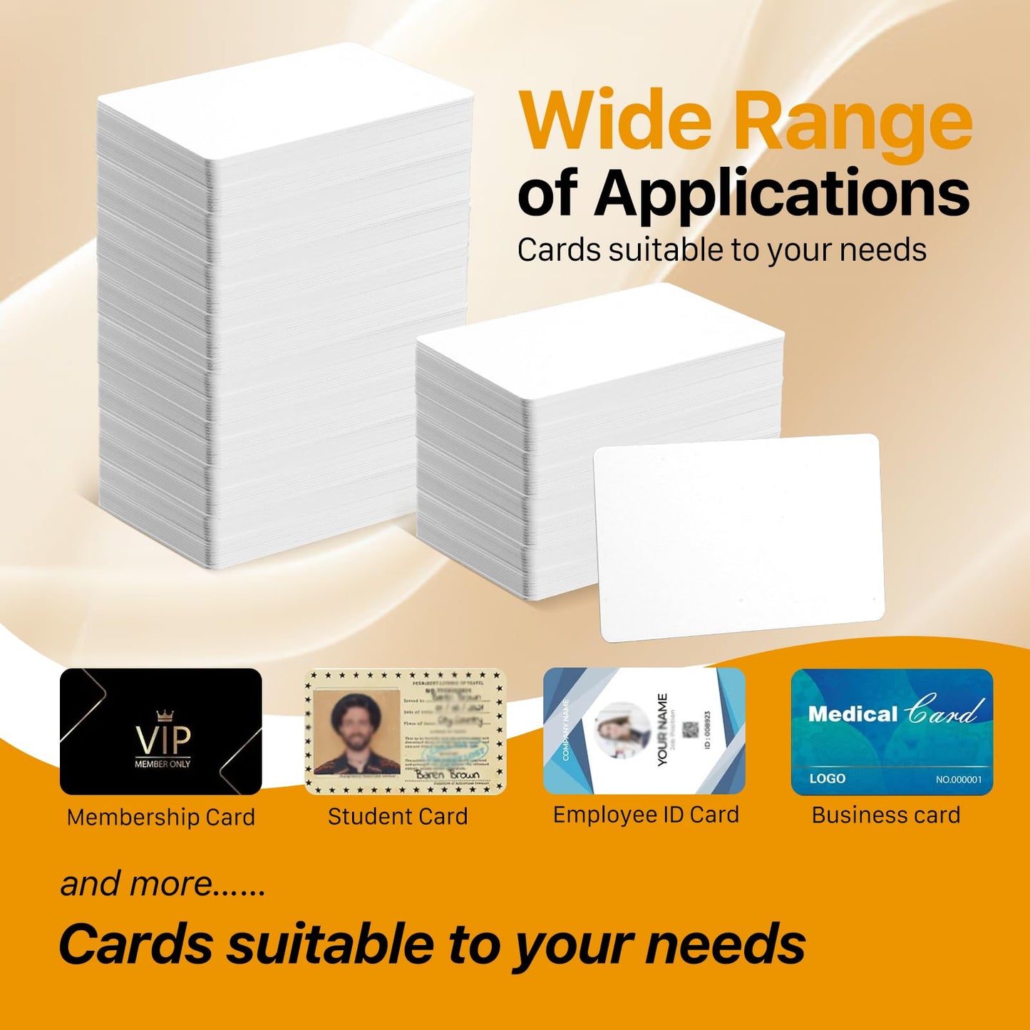 500 Pack - ZSZ Blank PVC Cards Without Scratches, CR80 30 Mil Plastic Cards for Photo ID Badge Printers