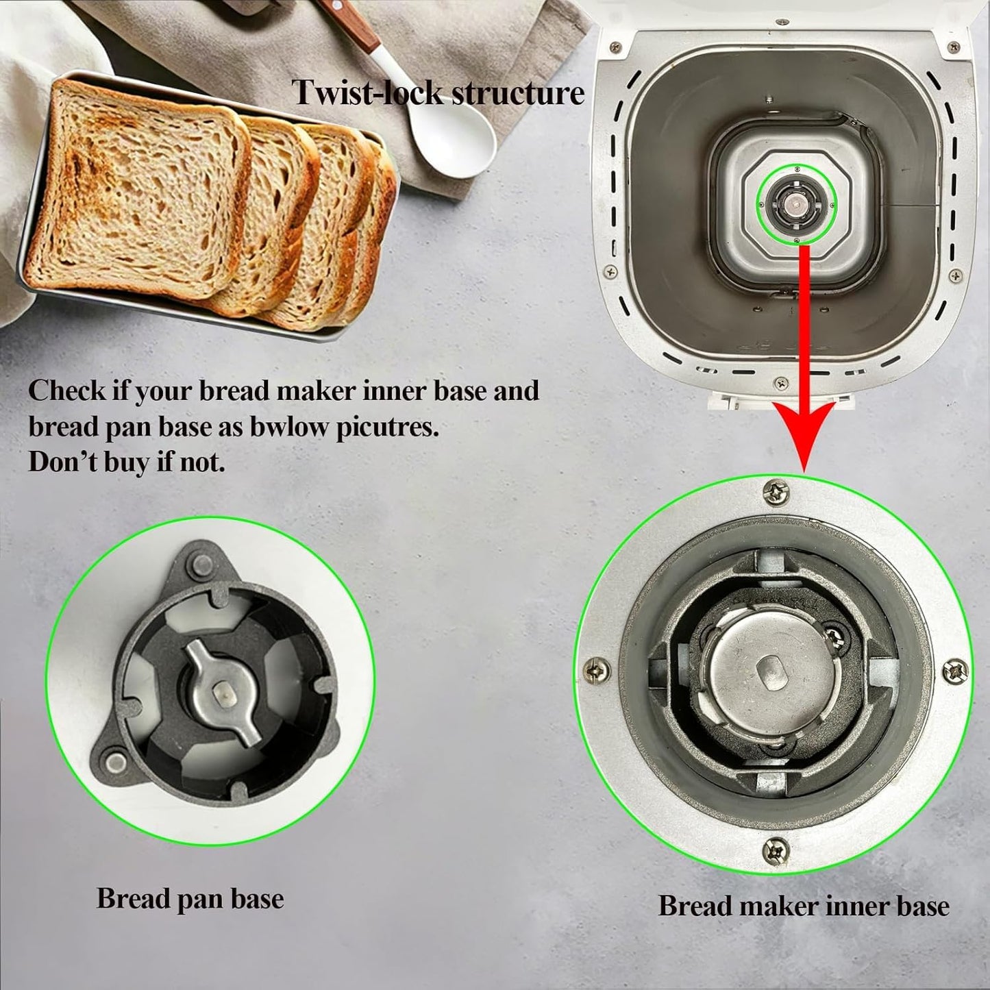 Bread Maker Pan Replacement with Kneading Paddle, Compatible with Cuisinart CBK-110NAS & CBK-110P1 2LB Vertical Bread Makers, Fits Elite Gourmet EBM8103M, Hamilton Beach 29987 & KitchenAid