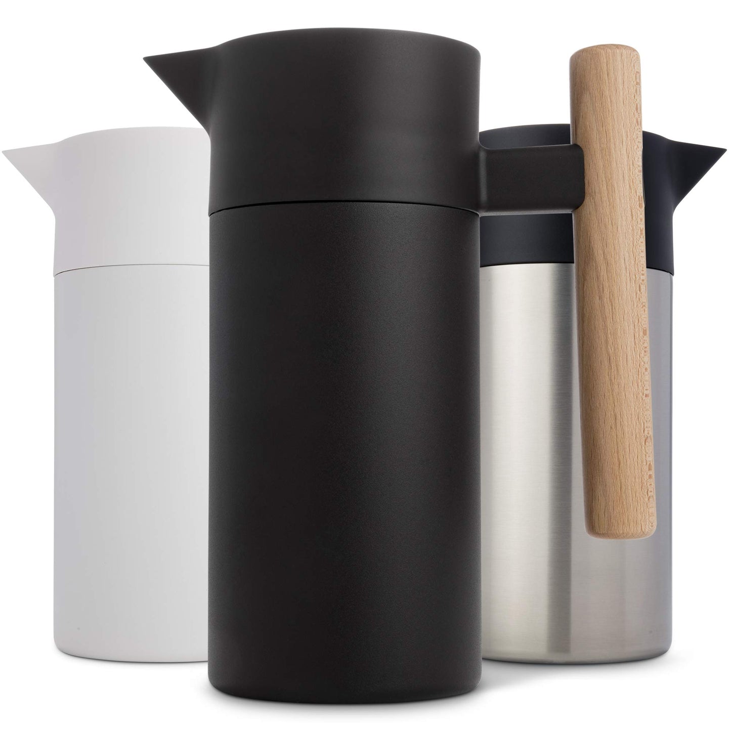 Hastings Collective Thermal Coffee Carafe 40 Oz - Stainless Steel Double Walled Vacuum Insulated Carafe - 1 Liter Thermal Coffee Pot Thermos, Travel Size Beverage Dispenser with Tea Infuser (Black)