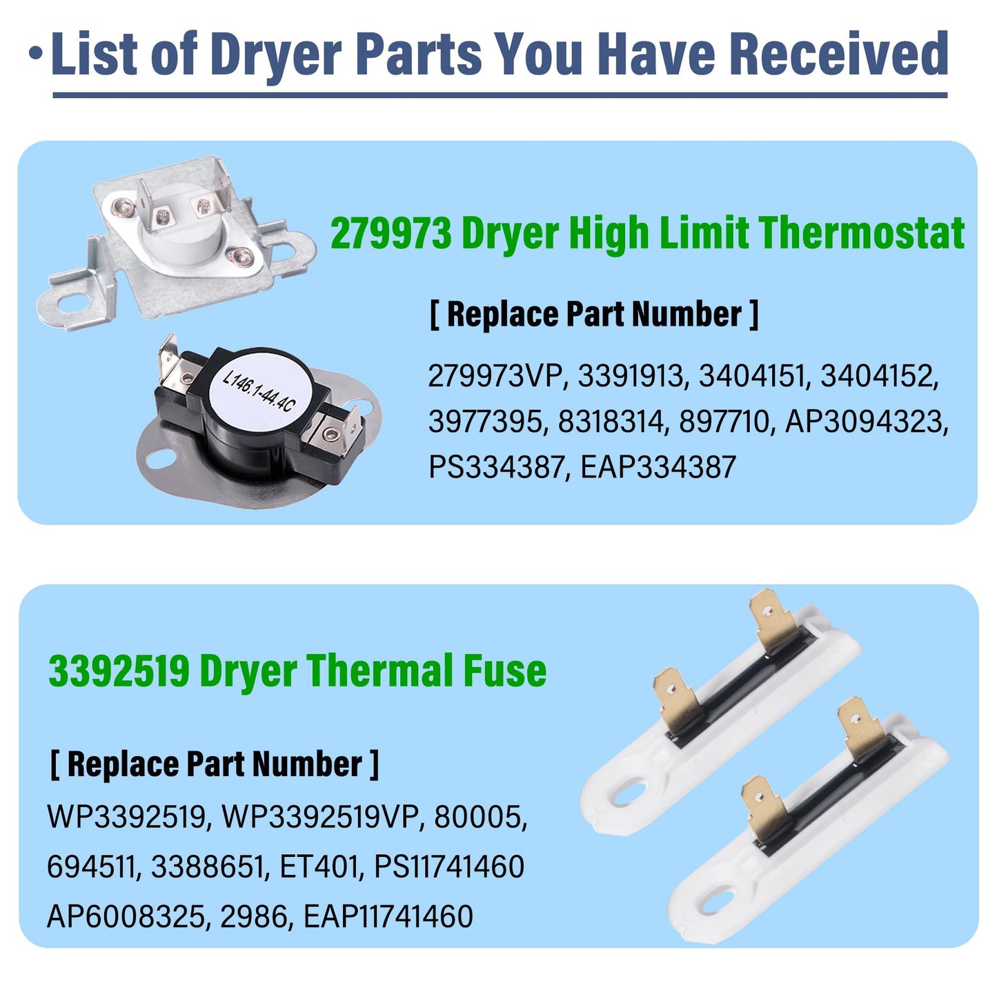 Dryer Heating Element Kit fit for May-tag Bravos 400 2000 3000 5000 9000 Series MED3000BW0 MED3500FW0 MED4000BW0 MED4200BG0 MED4200BW0 MED5100DC1 MED5100DW1 MED5500FC0 MED5500FW0 MED6000AG0 MED6000AW0