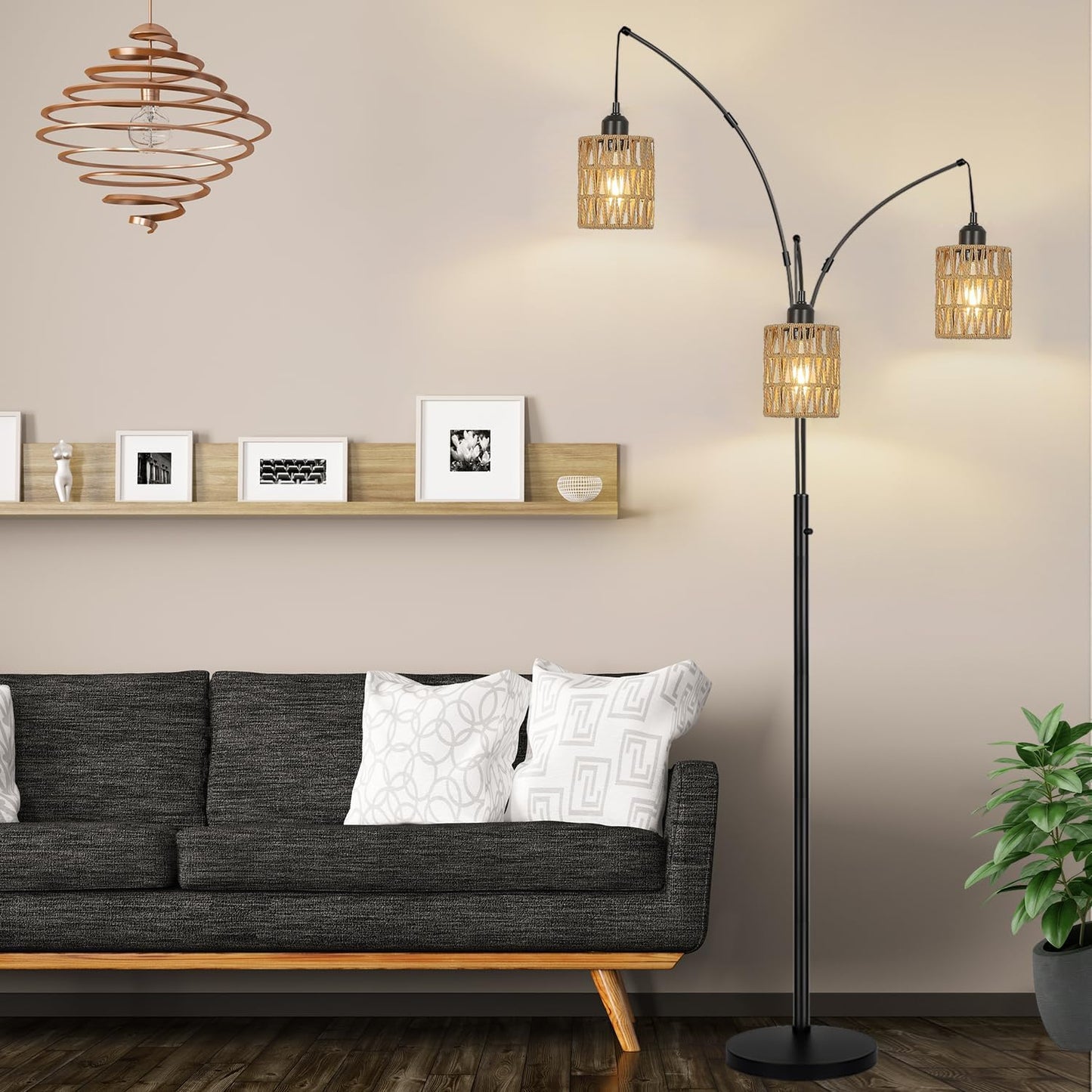 3 Pack Rattan Lamp Shade Small Boho Shades Replacement - Pendant Sconce Shade Ceiling Fan Light Covers Cylinder Woven Lampshade for Floor Lamps Pendant Light Chandelier Wall Sconces
