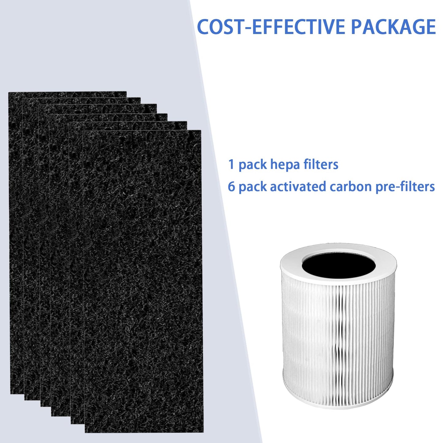 HP670 Filter Compatible with Hunter HP670 Air Purifier - 1 Pack H13 True Hepa and 6 Pack Activated Carbon Pre-Filter part # H-HF670-VP | Capable of Capturing Dust Pet Dander, Ideal for Room