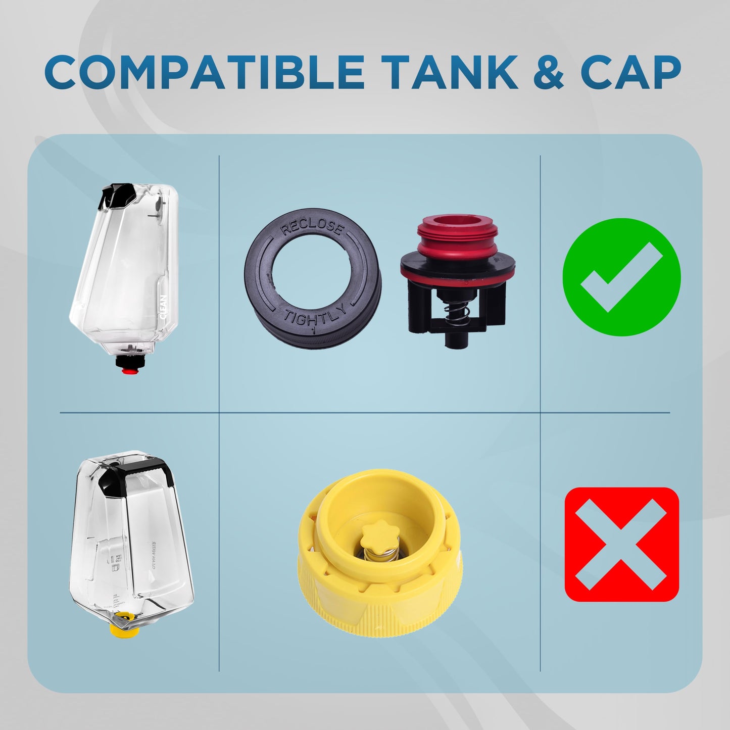 Replacement Clean Tank With Cap for Bissell TurboClean PowerBrush Pet Carpet Cleaner Machines - Part #1623828 | Compatible Only with Models 2987, 2806, 28062, 28068, 29878, 29879