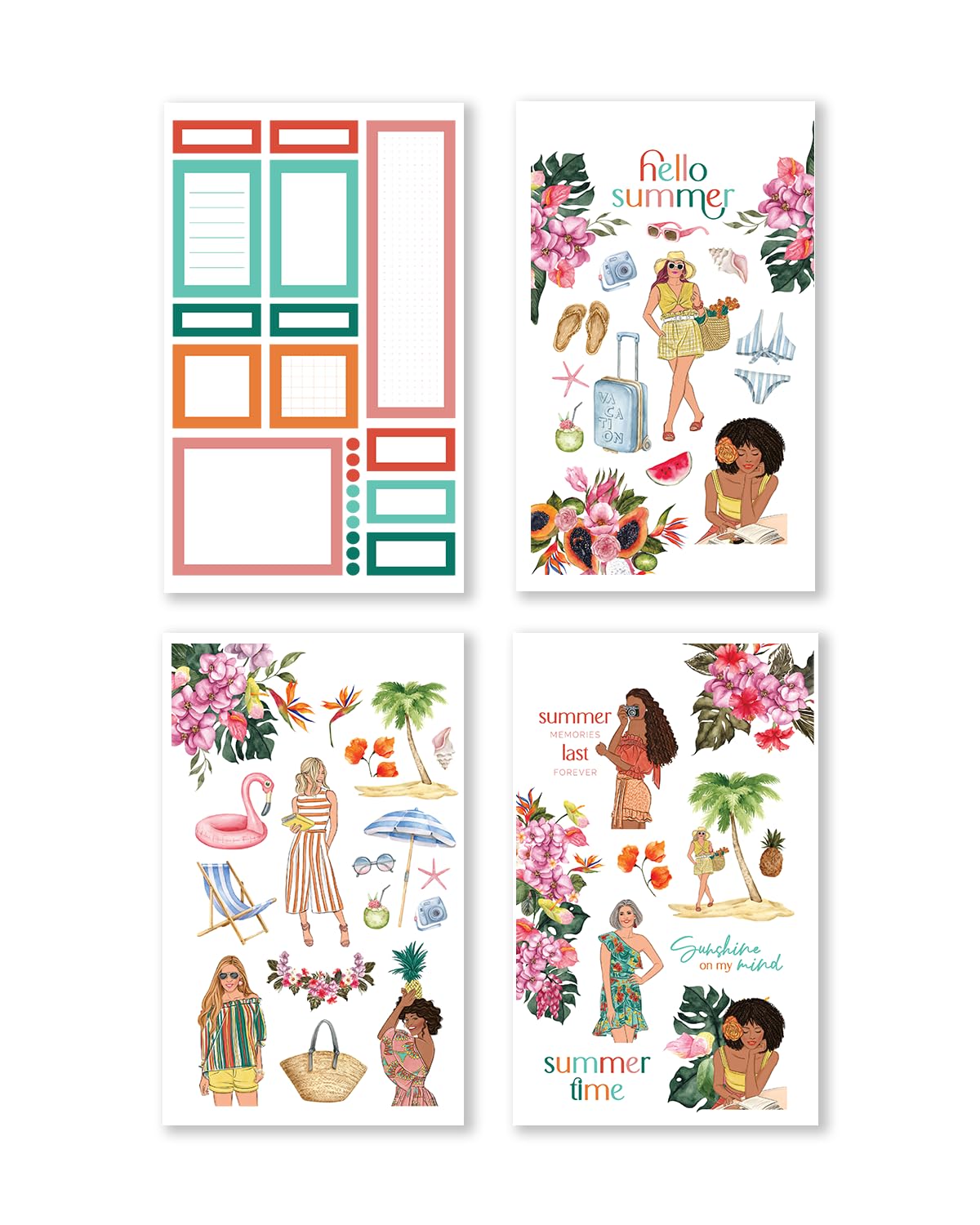 Rongrong Whimsical Seasons Planner Stickers Book for Planners, Calendars, Journals and Projects – Premium Quality Hand Drawn – Scrapbook Accessories 24 Pages - Spring, Summer, Fall and Winter