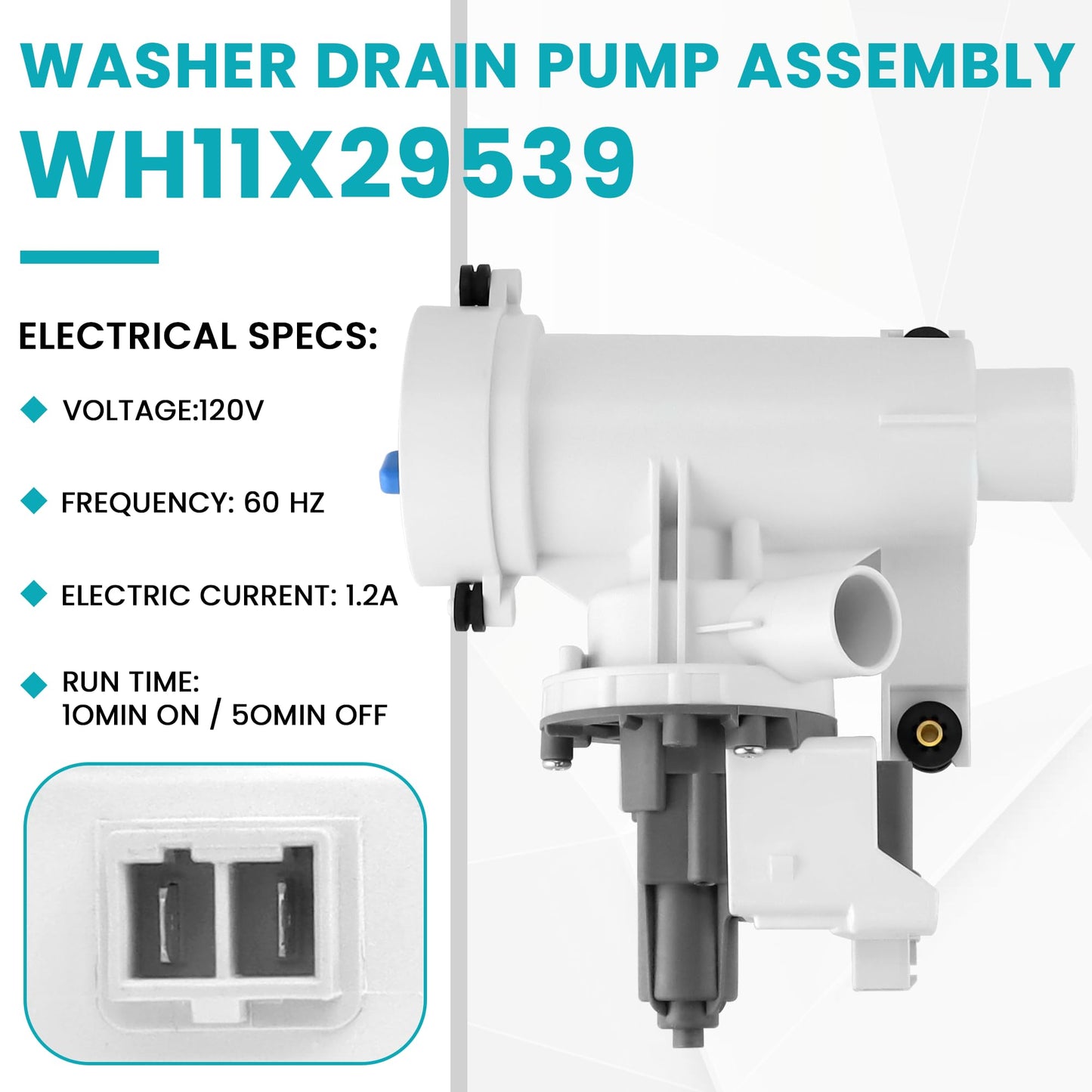 WH11X29539 AP6986715 Drain Pump and Filter Replacement Fit for GE Front Load Washers gfw550spn2dg Replaces B25-3A04, 4962370, EAP16217203, PD00065822, PS16217203 by AMI PARTS (1-year QA)