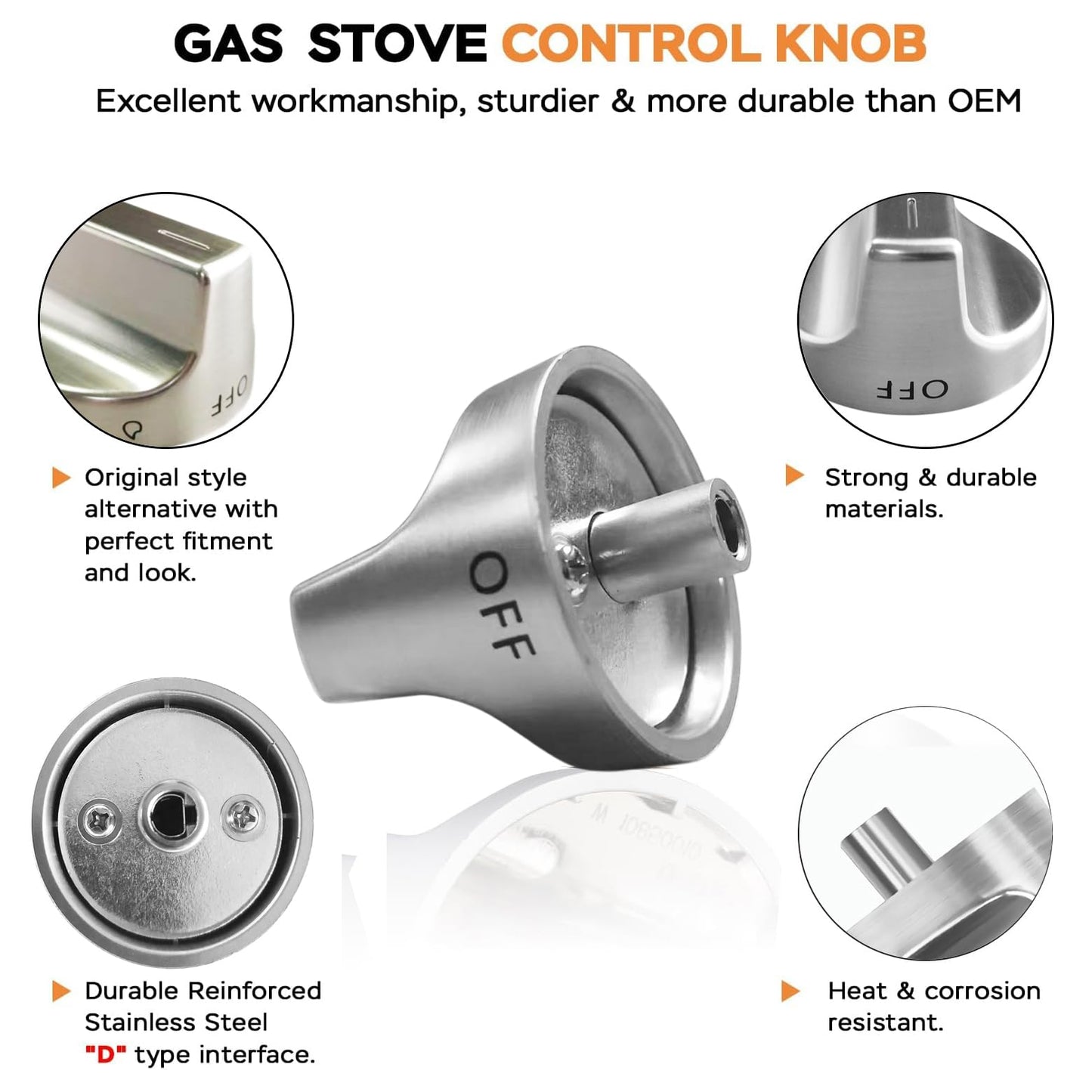 (5Pcs) W11239985 Gas Stove Knobs Replacements Compatible with Whirlpool WFG525S0HZ1 WFG550S0HZ1 WFG525S0HZ0 WFG525S0JV0 WFG535S0JV1, Range Oven Knob Replace Part PD00061875 AP6333411 W10850015