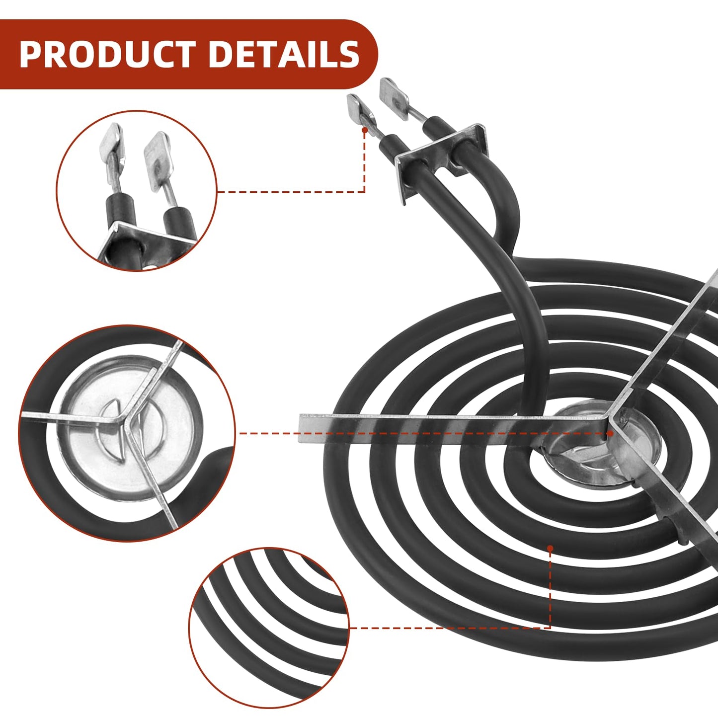 WB17T10006 Terminal Block Kit&Electric Stove Burner Element Replacement 2*WB30M1(6") 2*WB30M2(8")-4Packs Set Compatible for GE HotPoint Kenmore Range/Stove by MIFLUS