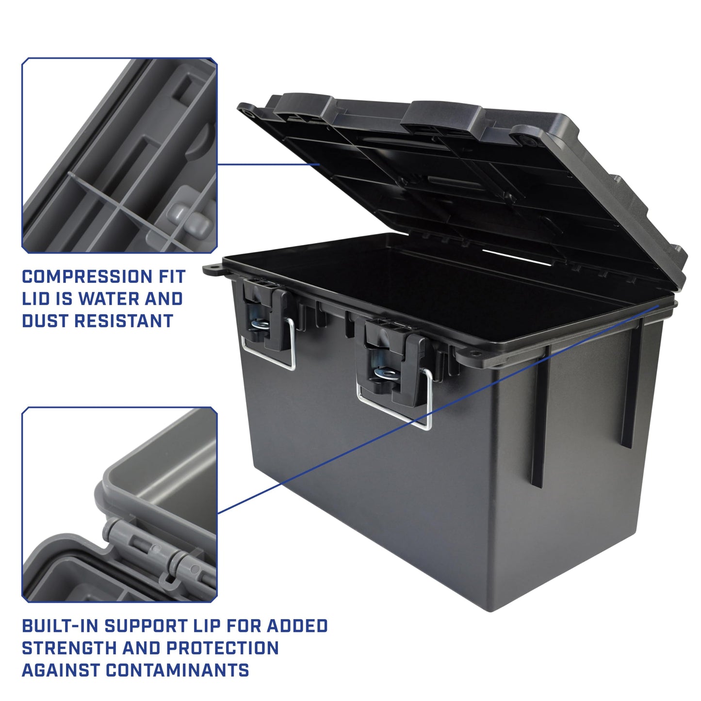 Sheffield 12773 XL Storage Bins With Lids, 2-Pack Stackable Storage Bins, Made in USA, Lockable and Water-Resistant Containers with Lids, Plastic Containers for Home, Classroom, and Dorm