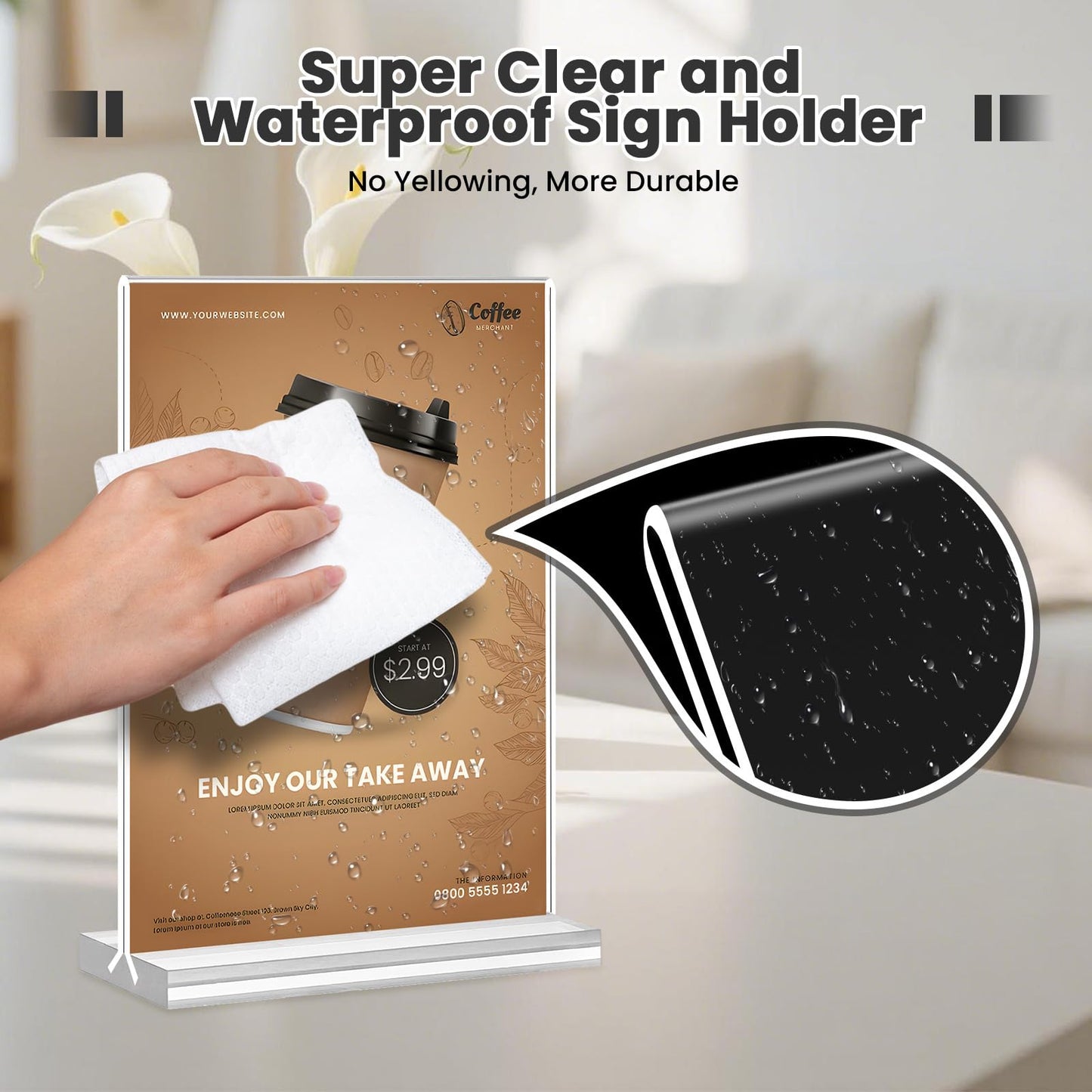 30 Pack Acrylic Sign Holder 5x7, Clear Double Sided Tabletop Menu Display, Desktop Flyer Stand with Vertical Base, Plastic Paper Picture Frame Holder Suitable for Restaurants Office Store Show Fair