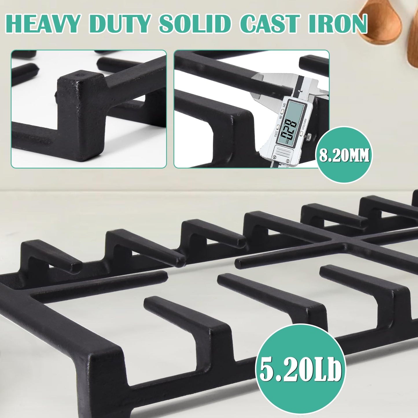 WB31X27150 Cast Iron Burner Grate Replacement for GE Stove Parts JGBS66REKSS JGB700SEJ4SS JGSS66SEL1SS JGSS66SEL3SS, WB31X24737 Center Burner Grate Surface Cooktop for General Electric Gas Range Parts