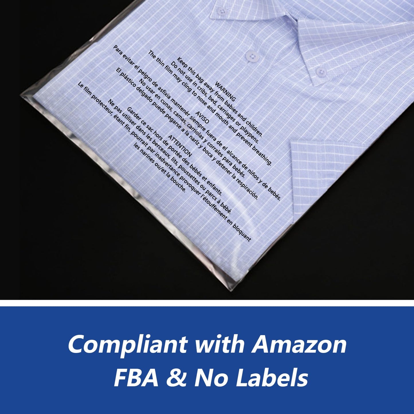 WEPOLY - 10" x 13" (500 Count) - Clear Poly Bags with Suffocation Warning Self Seal for Packaging, Shirts, Clothing & FBA - Permanent Adhesive