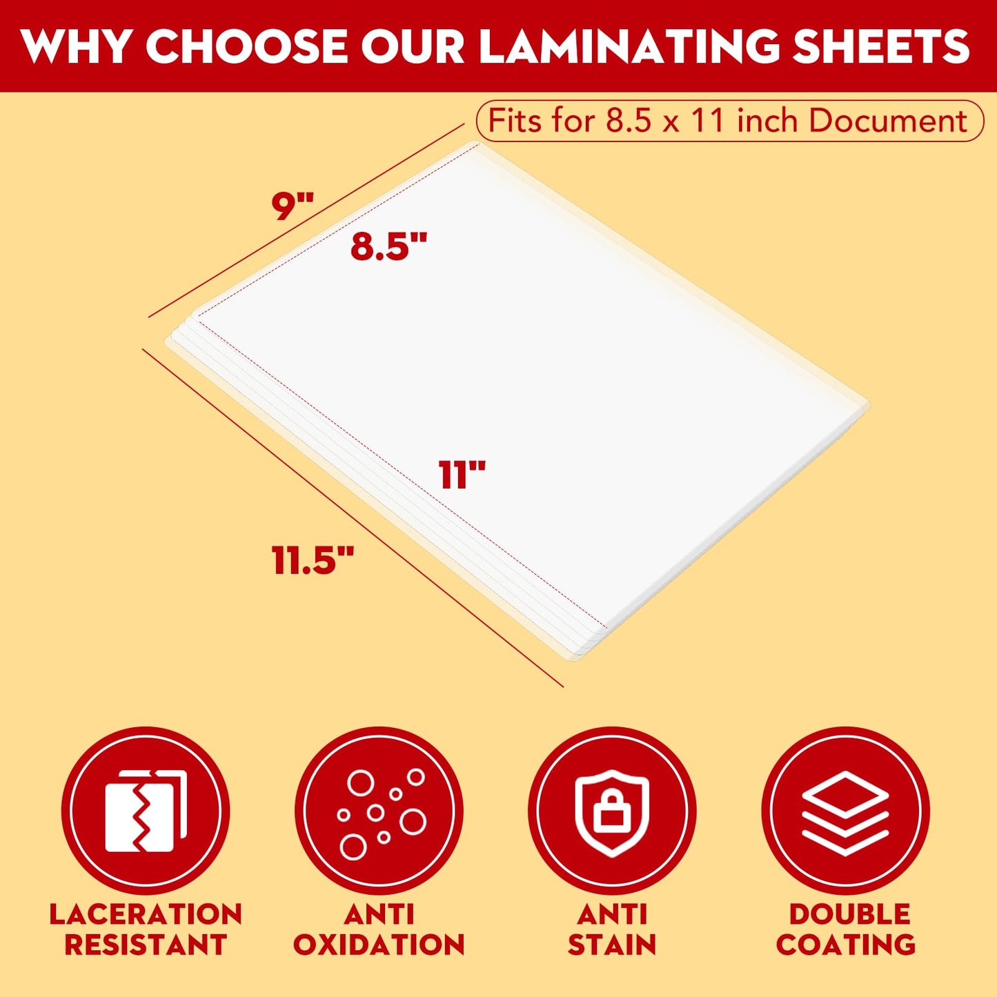CAREGY Thermal Laminating Pouches, 500 Pack 3 Mil, 9 x 11.5 Inches Laminating Sheets Paper for Laminator, Clear, Letter Size, Office and School Supplies