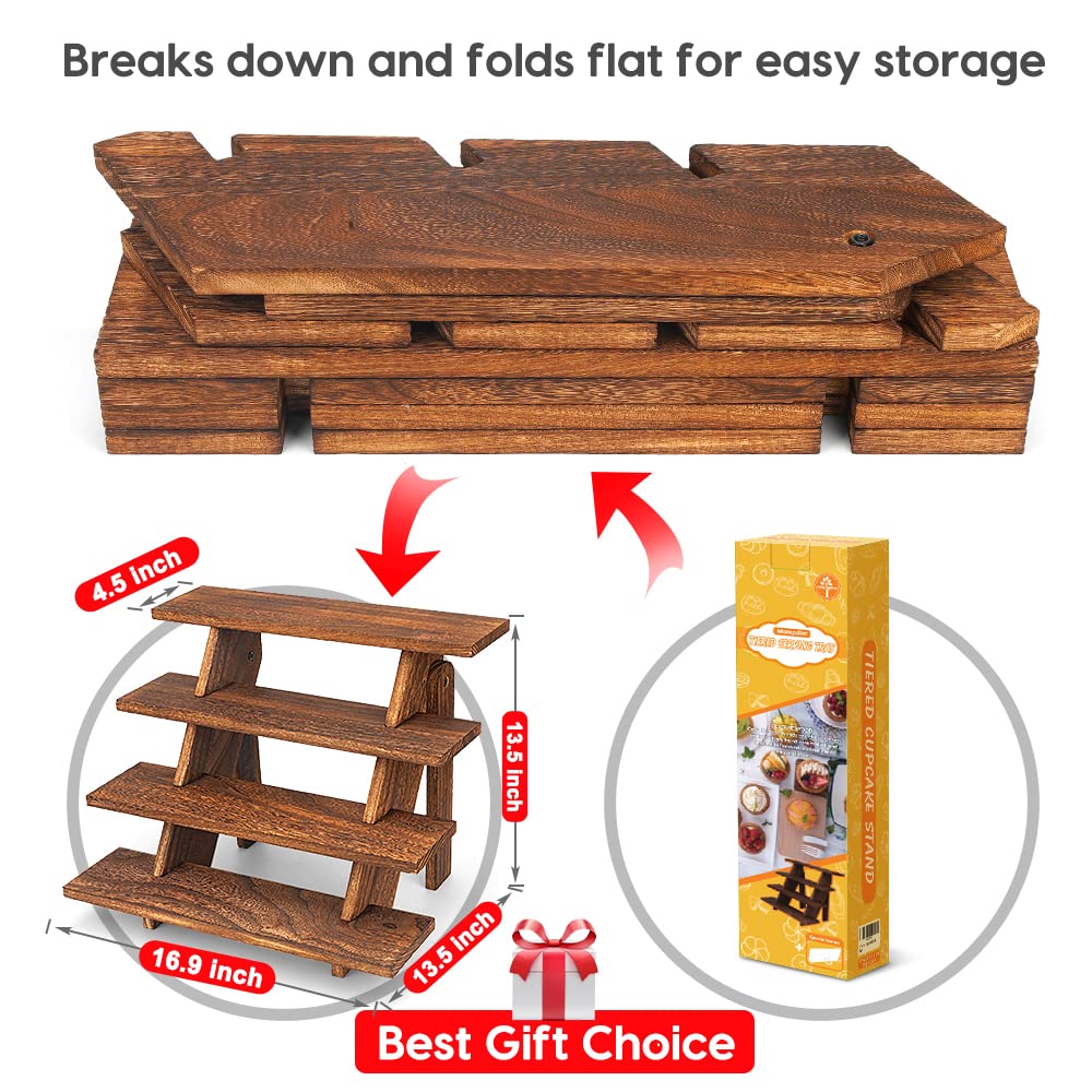 Manspdier Wooden Display Stand Wood Cupcake Stands Tool Free, Rustic Risers for Display Ideal Craft Funko Pop Shelves Table Display Stand for Vendors Wood Riser