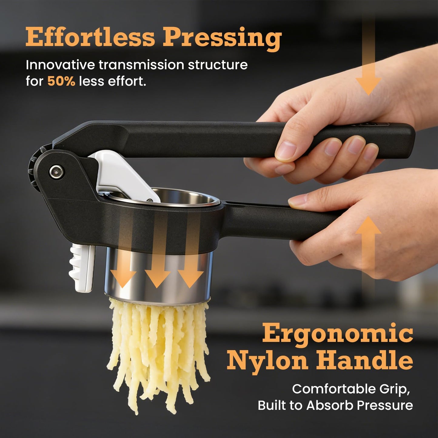 Potato Ricer - Betso Effortless Double-Gear Potato Ricer and Masher - Heavy-Duty Vegetable Press for Perfect Mashed Potatoes, Dishwasher Safe