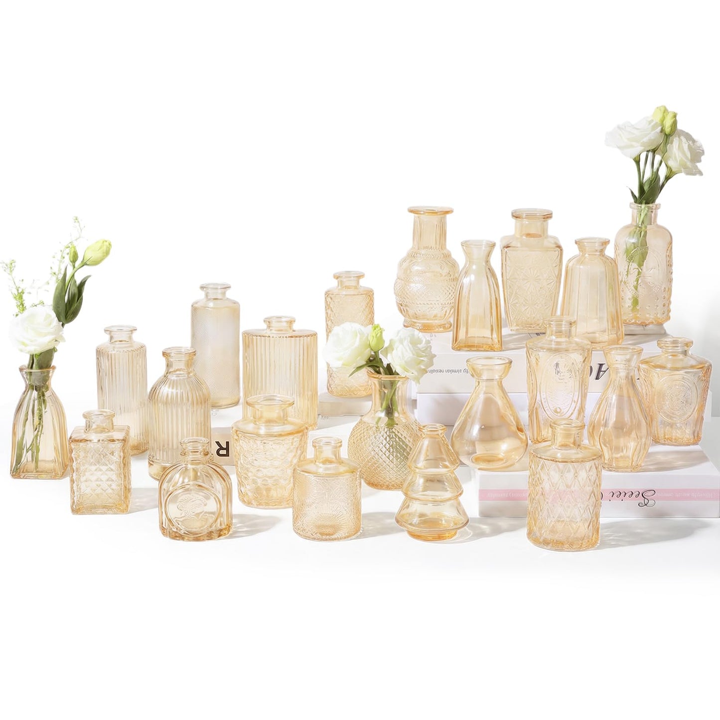 RUCKACE Bud Vases in Bulk 22 Gold Glass Small Vases Flower Vase for Centerpiece Table Wedding Decorations Home Decor Party