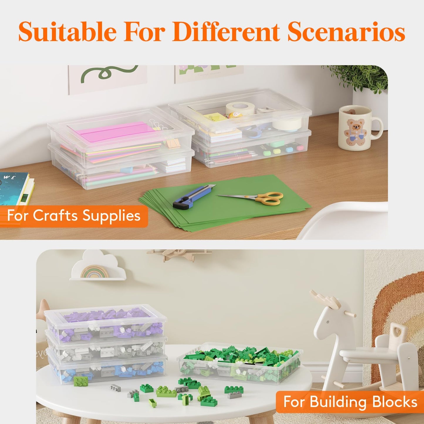 Lifewit 4 Pack Paper Organizer Storage, 32 x 23 cm/12x9 Multi-Purpose Plastic File Box with Latching Lids, Containers for A4, 8.5" x 11" Letter, Scrapbook, Document, Magazine, Art Supplies, Clear
