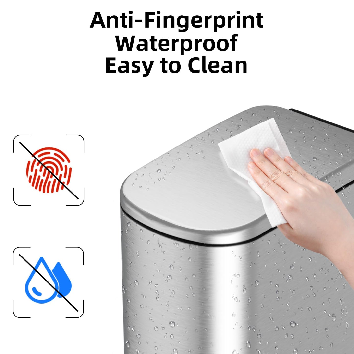 KSSKSS 2.6 Gallon Slim Bathroom Trash Can with Soft Close Lid, 10L Stainless Steel Garbage Can with Removable Liner Bucket, for Narrow Spaces,Bathroom, Bedroom (Silver)