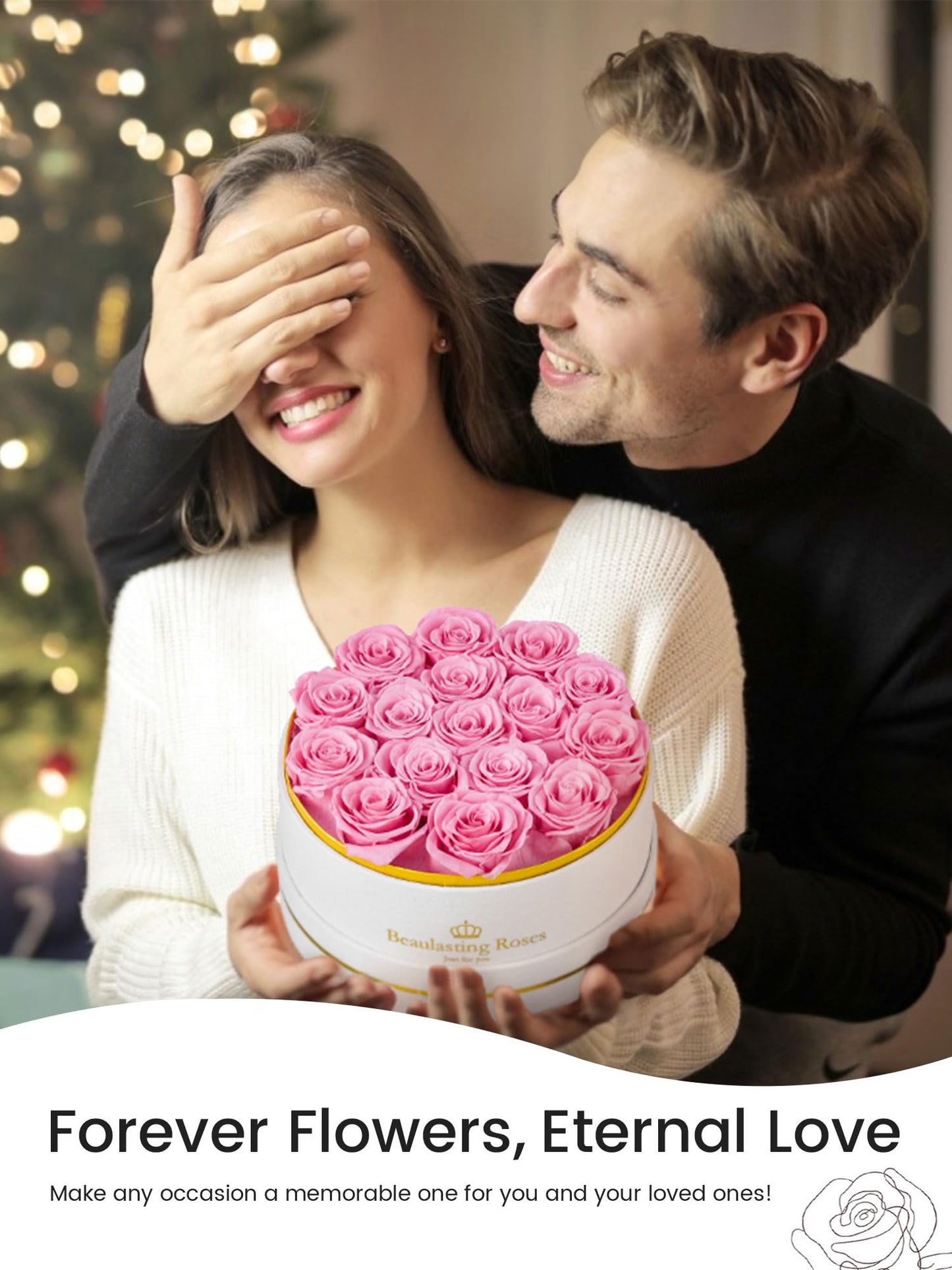 16 Preserved Roses Forever Flowers Real Roses in a Box Mother's Day Birthday Flowers for Her Mom Women Wife Valentine's Day, Pink Roses