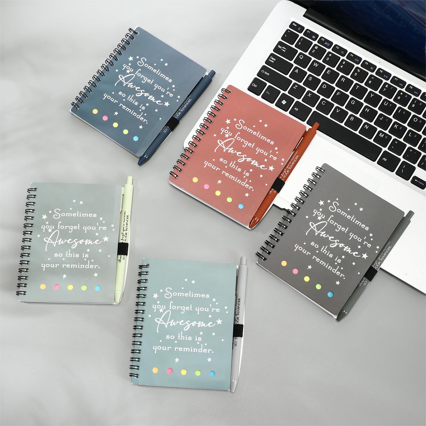 Resurhang 24 Set Employee Teacher Appreciation Gift for Cna Nurse Week Graduation Gifts Coworker Staff Thank You A6 Spiral Notebook Planner with Sticky Note Ballpoint Pen for Office (Light Color)