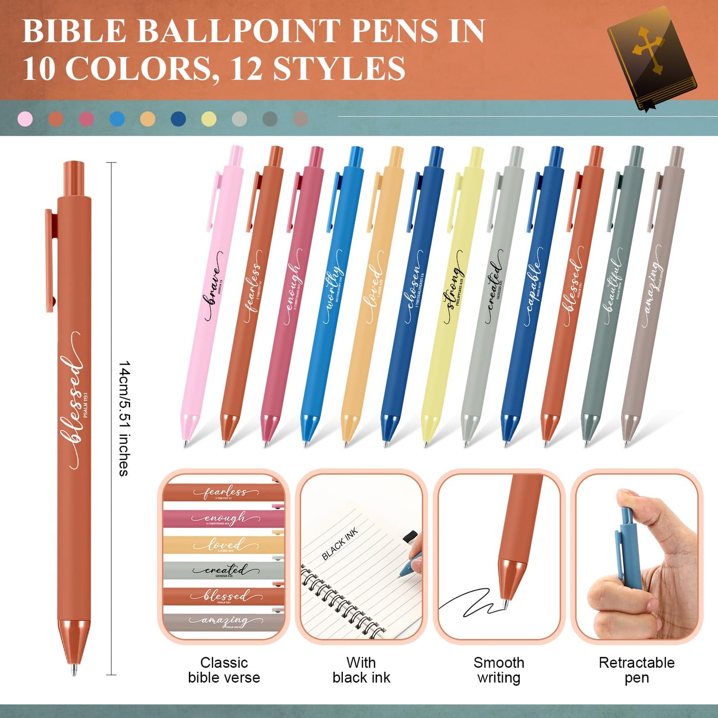 Kosiz 36 Sets/72 Pcs Christian Fathers Day Birthday Gifts Bulk Inspirational Prayer Journal Christian Scripture Notebook and Bible Pen Religious Church Gift for Women Men Pastor (Classic,Morandi)