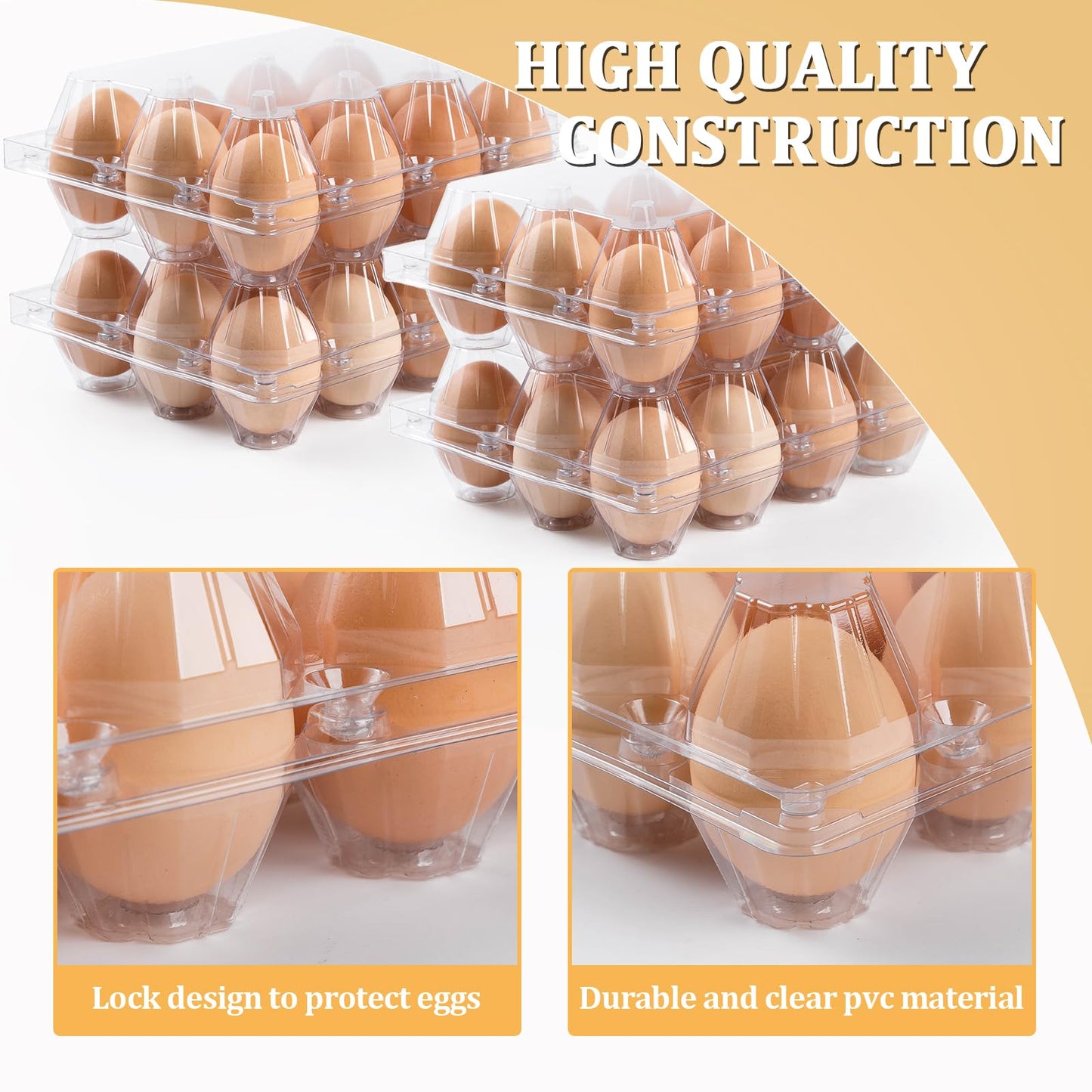 120 Pack Egg Cartons 12 Count, Plastic Egg Cartons Cheap Bulk for Fresh Eggs, Reusable Egg Holder Egg Trays for Home and Farmer's Markets Display, Medium Egg Containers for Refrigerator