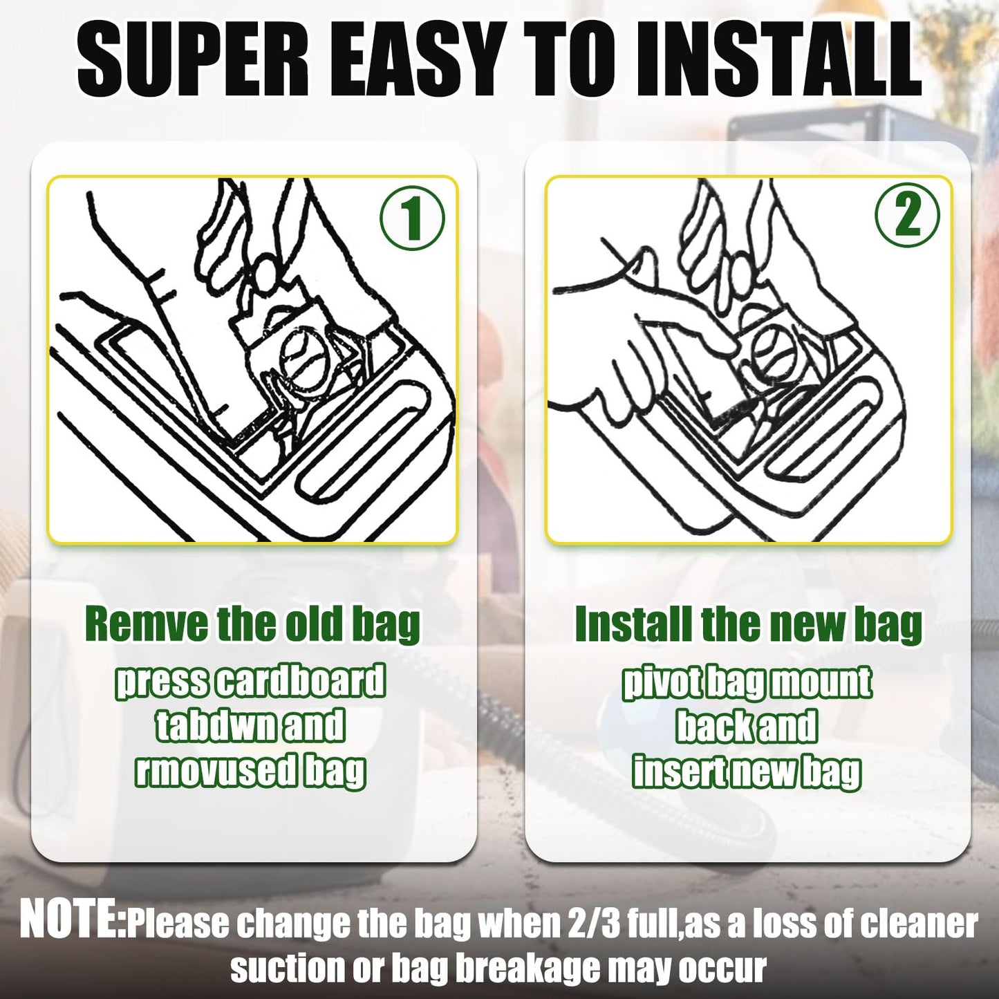 DTESL 50 Pack Vacuum Cleaner Bags Fit for Kenmore Canister Type C/Q 5055 50555 50557 50558 and Pana·sonic Type C-5 C-18, 200 Series, 400 Series, 600 Series, 700 Series, 800 Series (50 Pack)
