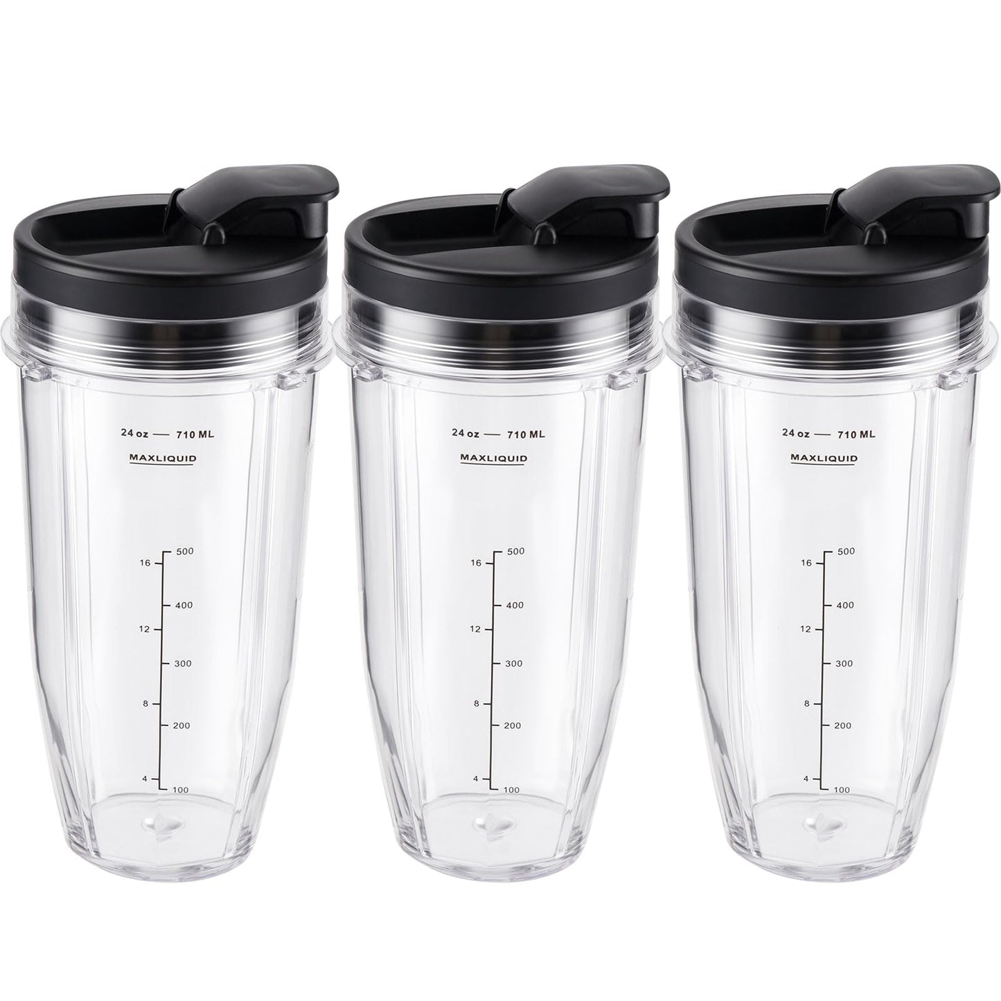 Ninja Blender Cups Replacement 24oz – Compatible with Ninja BN401, BL450, BL456, BL480, BL2012, BN751, BN801, SS101, SS151 – 3 Pack with To-Go Lids