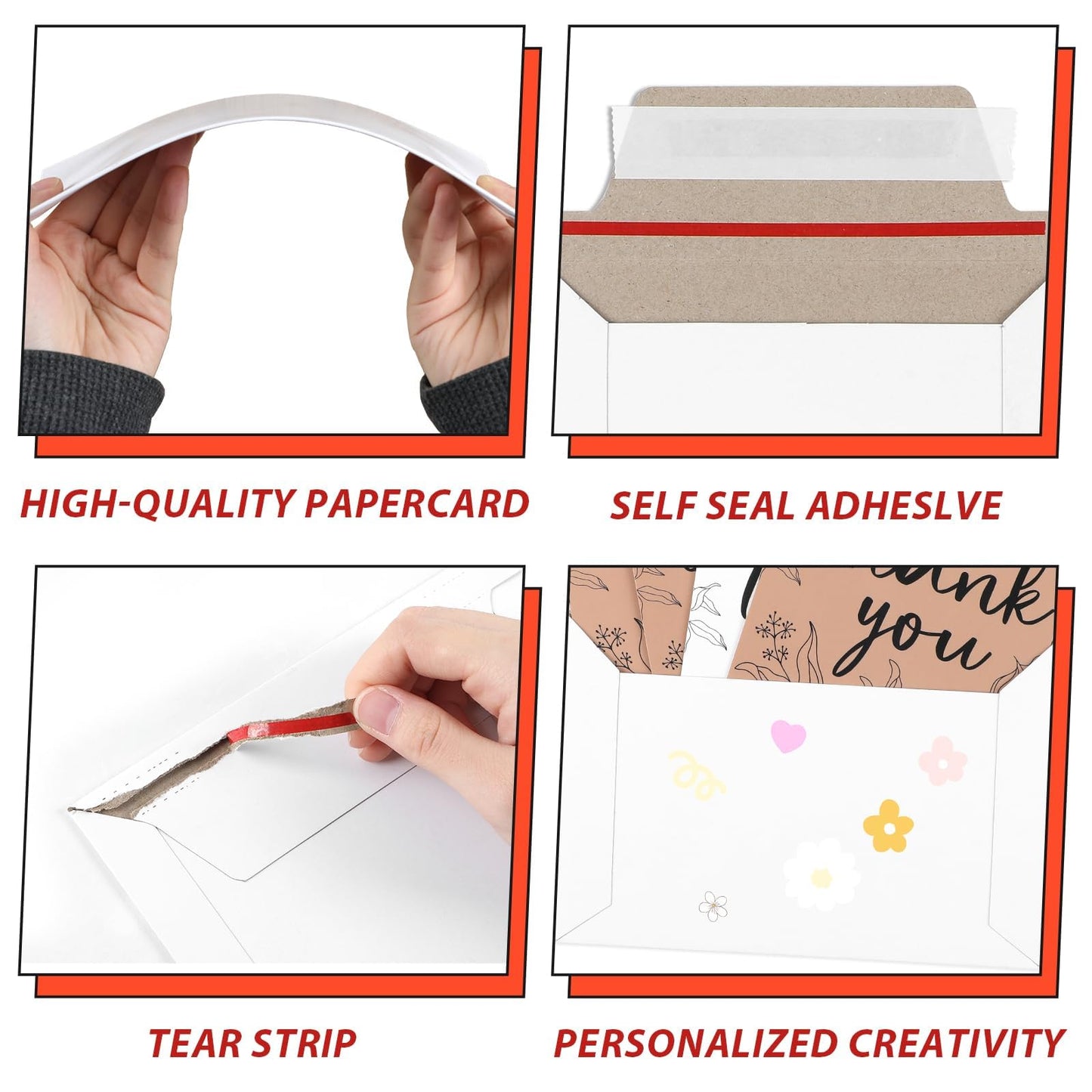 party greeting 300 Pcs 6.5 x 4.5 Inch Rigid Mailers with Self Seal Envelopes Stay Flat White Cardboard Shipping Envelopes for Postcard Calendar CD Photos Document Comic Book Card Shipping Protector
