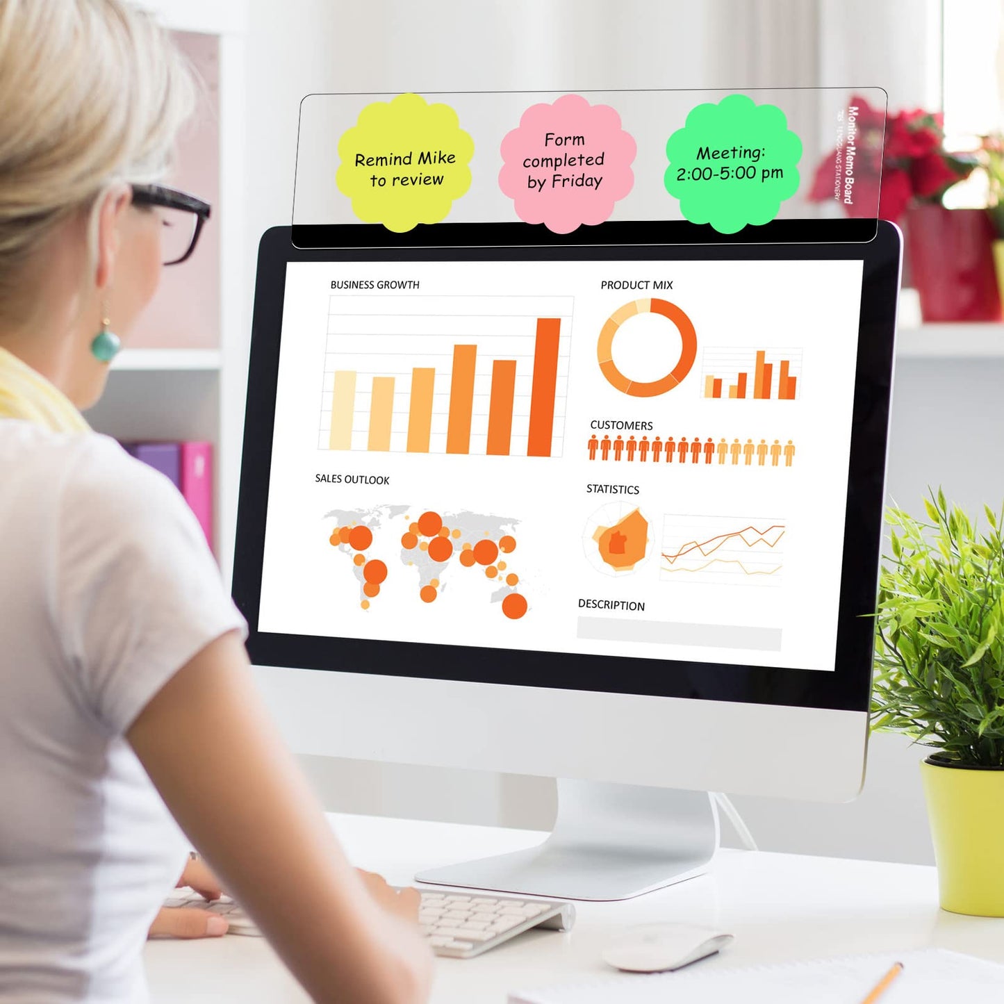 Zonon 24 Pieces Monitor Memo Board, Memo Boards for Computers Transparent Acrylic Monitor Side Panel Office Desk Accessories Desktop Computer Sticky Note Holder for Office Home Work Desk