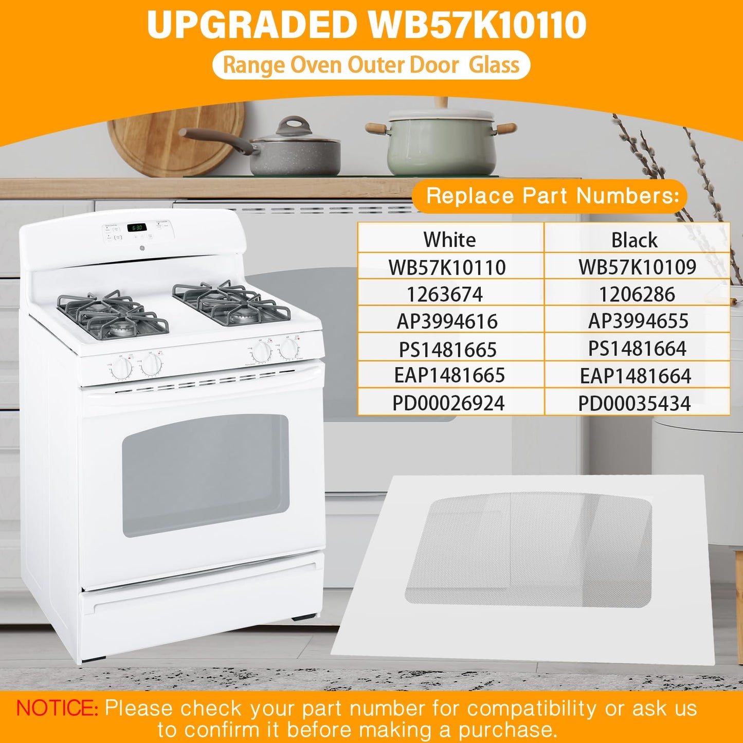 UPGRADED WB57K10110 Outer Oven Door Glass Compatible with GE Stove Exterior Door Glass 29.6" x 18.7" WB57K10109 Range Oven Door Outer Panel Replacement EGR2000EM JGBP28DEM JGBP33DEM JGBS23DEM