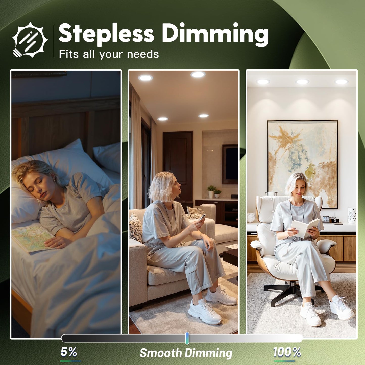 12 Pack 6 Inch 5CCT Ultra-Thin LED Recessed Ceiling Light with Junction Box, 2700K/3000K/3500K/4000K/5000K Selectable, 1050LM Brightness, Dimmable Canless Wafer Downlight, 12WEqv110W, ETL&FCC