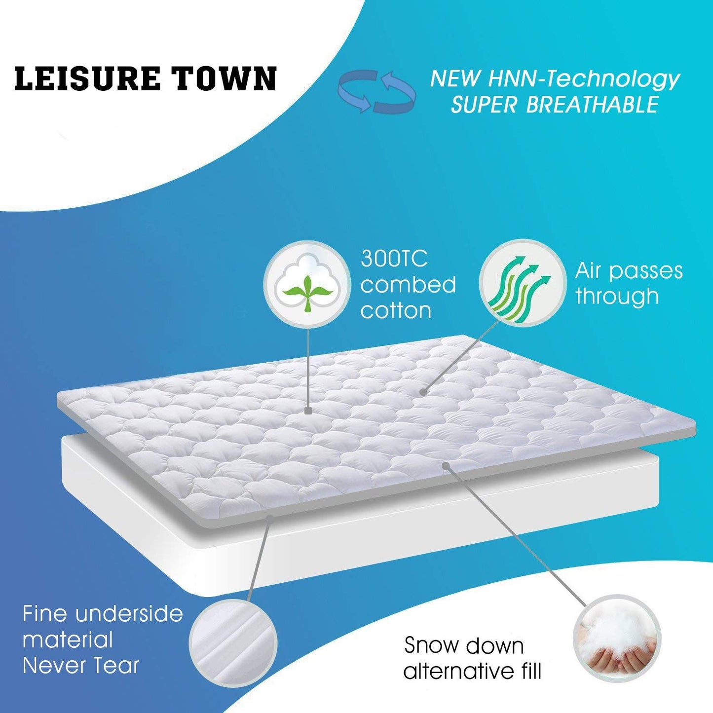 LEISURE TOWN Cotton King Mattress Pad Fitted Quilted Mattress Cover Pillow Top Mattress Topper Cooling Soft Breathable Mattress Protector with 8-21 Deep Pocket,Machine Washable (78x80 White)