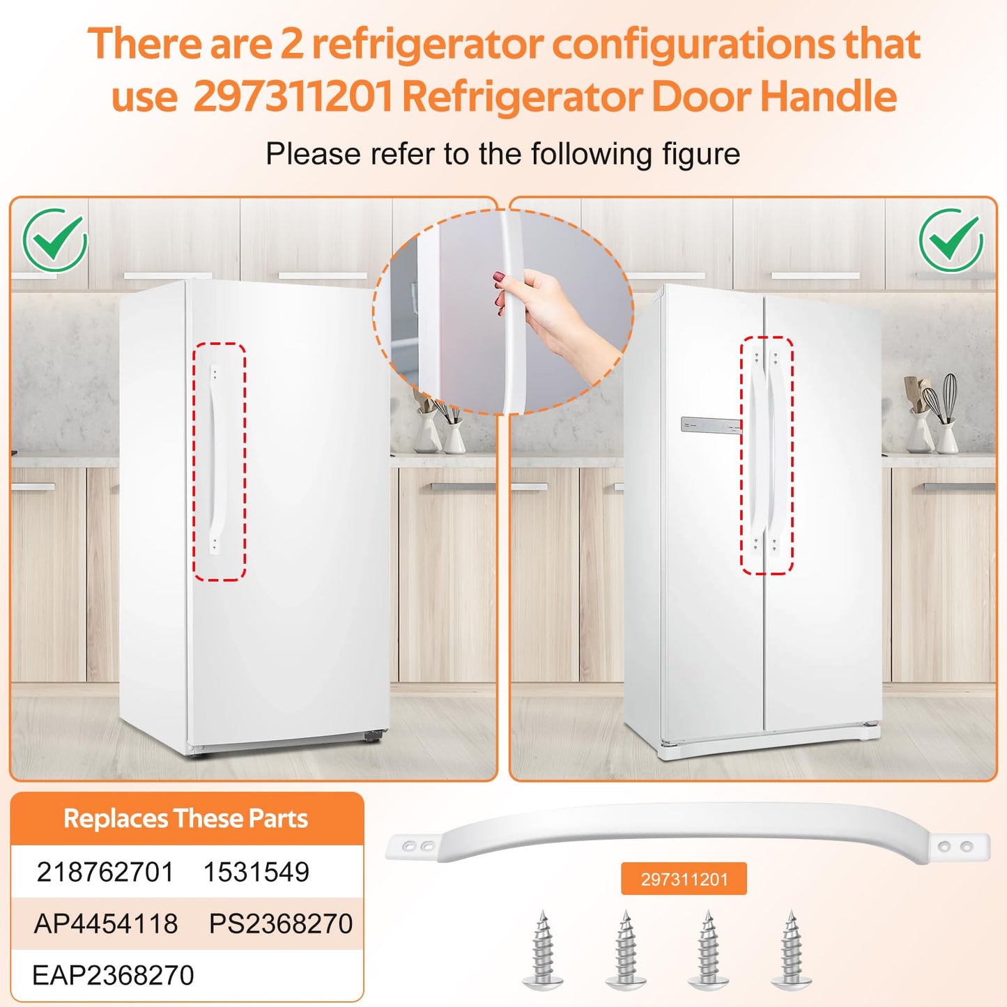 Upgraded Frigidaire Kenmore Refrigerator Handle Replacement - White Freezer Refrigerator Door Handle