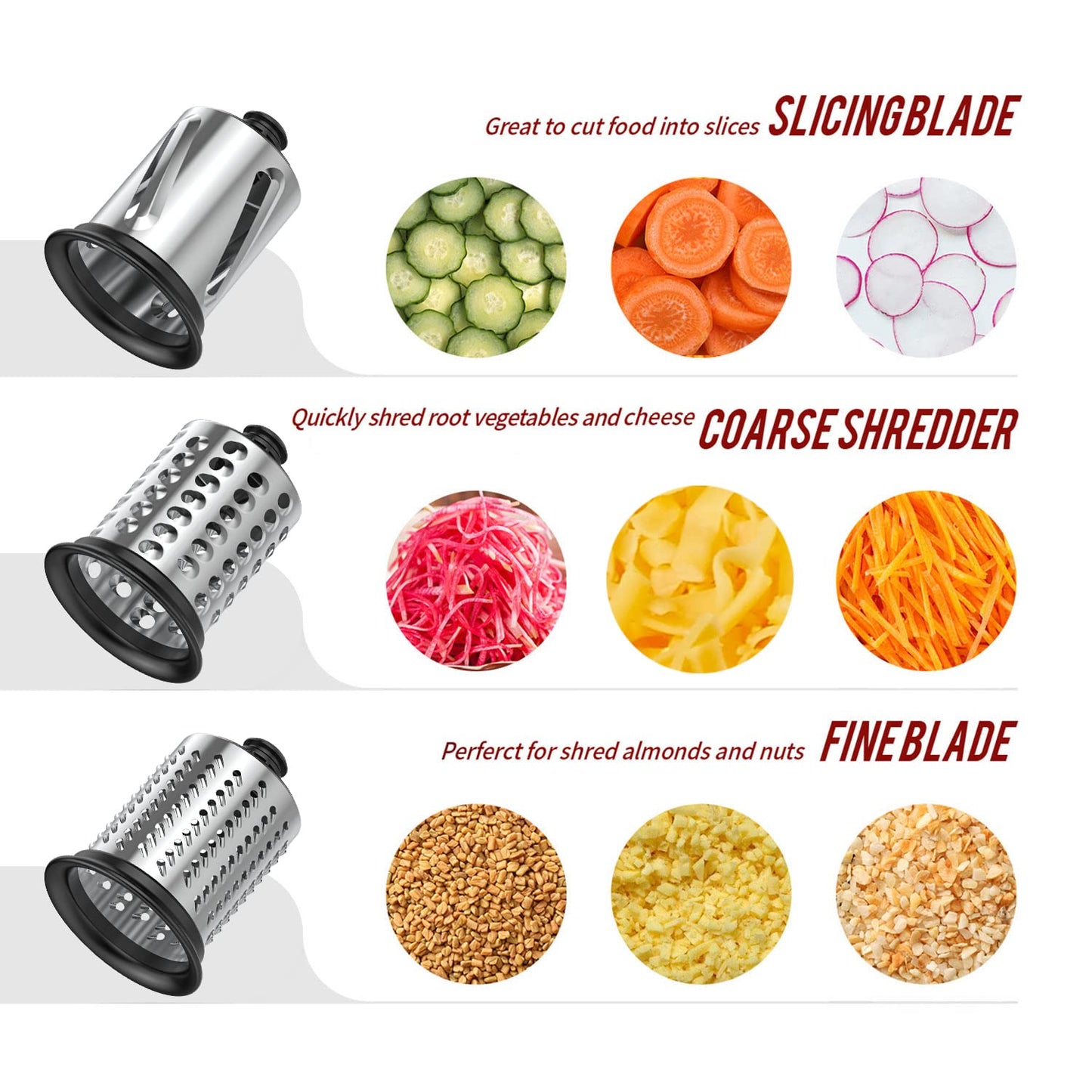 Slicer Shredder Attachment for KitchenAid Stand Mixers, Vegetable Cheese Grater Salad Maker Food Slicers Accessories for Kitchenaid, Easy Clean Dishwasher Safe Cheese Shredder by Gvode