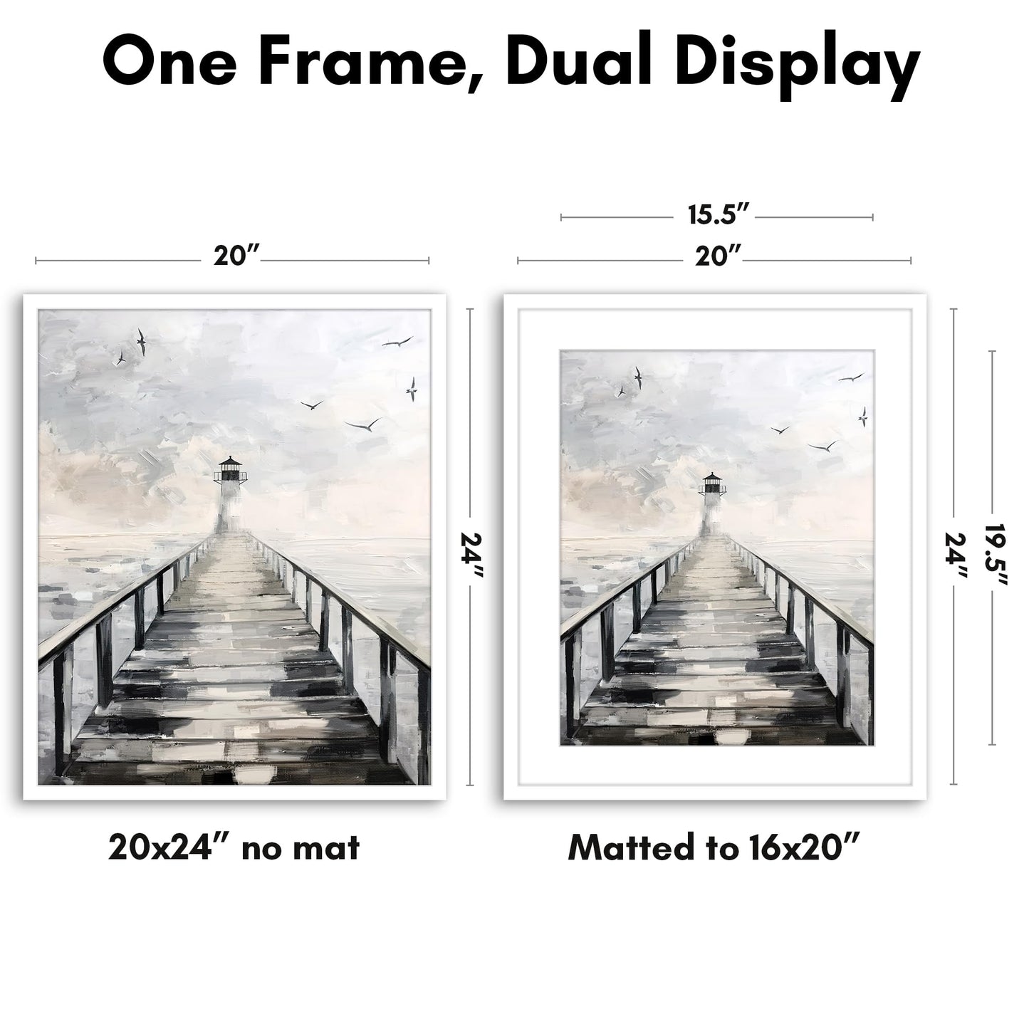 Americanflat 20x24 Picture Frame with Polished Plexiglass - Use as 16x20 Frame with Mat or Display 20x24 Photo Without Mat - Streamline Collection - Thin Border Picture Frames for Wall - White