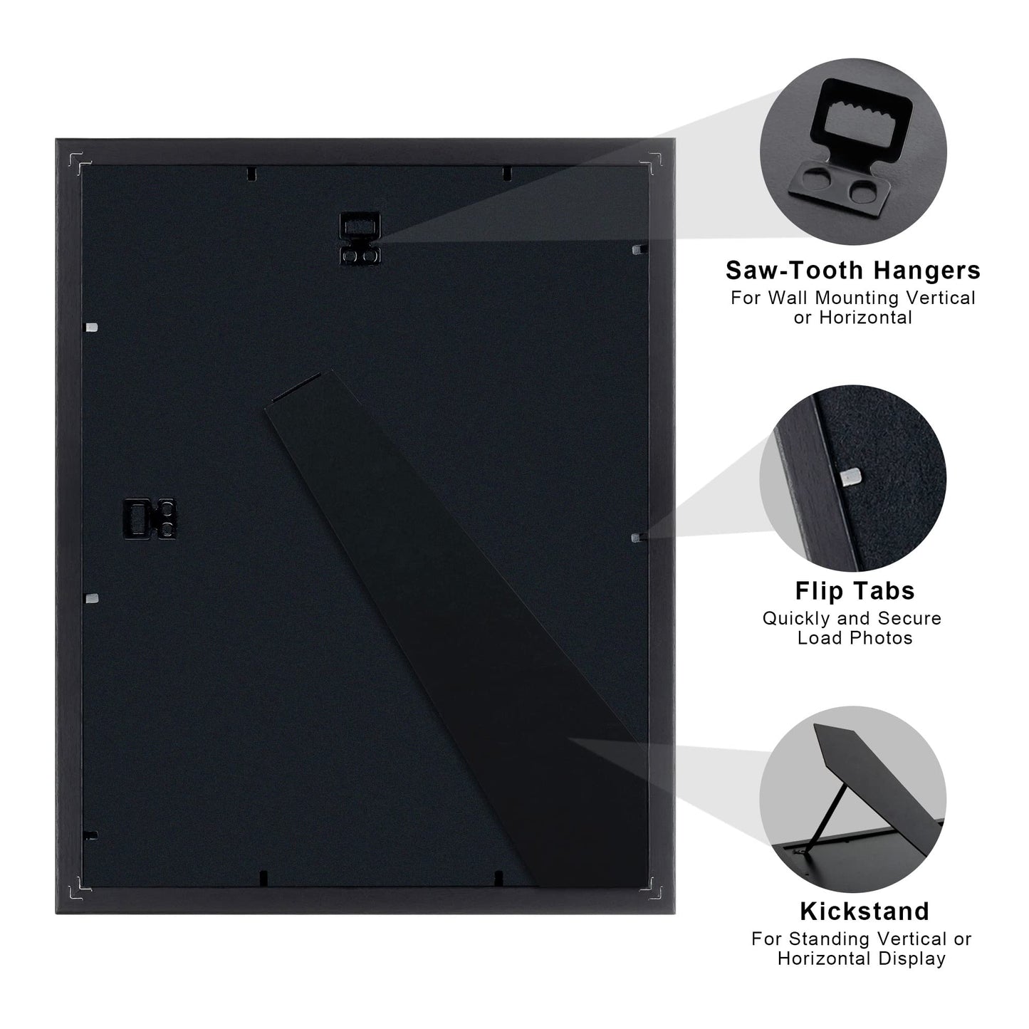 upsimples 11x14 Diploma Frame Certificate Degree Document Frame with High Definition Glass, 8.5 x 11 with mat for Wall and Tabletop, Black Double Mat, 6 Pack