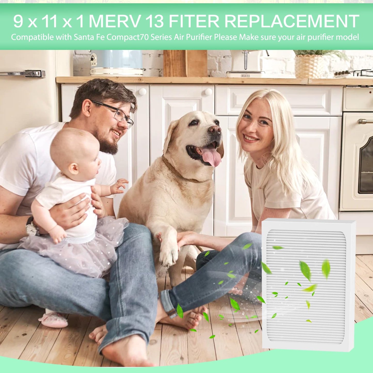 TYYFILTERSF Upgraded 9x11x1 MERV 13 Replacement Dehumidifier Filter,Compatible with Santa Fe Compact70, Ultra70, Element, Compact2, UA 65H dehumidifier Models,9x11x1 dehumidifier Filter,4 Pack