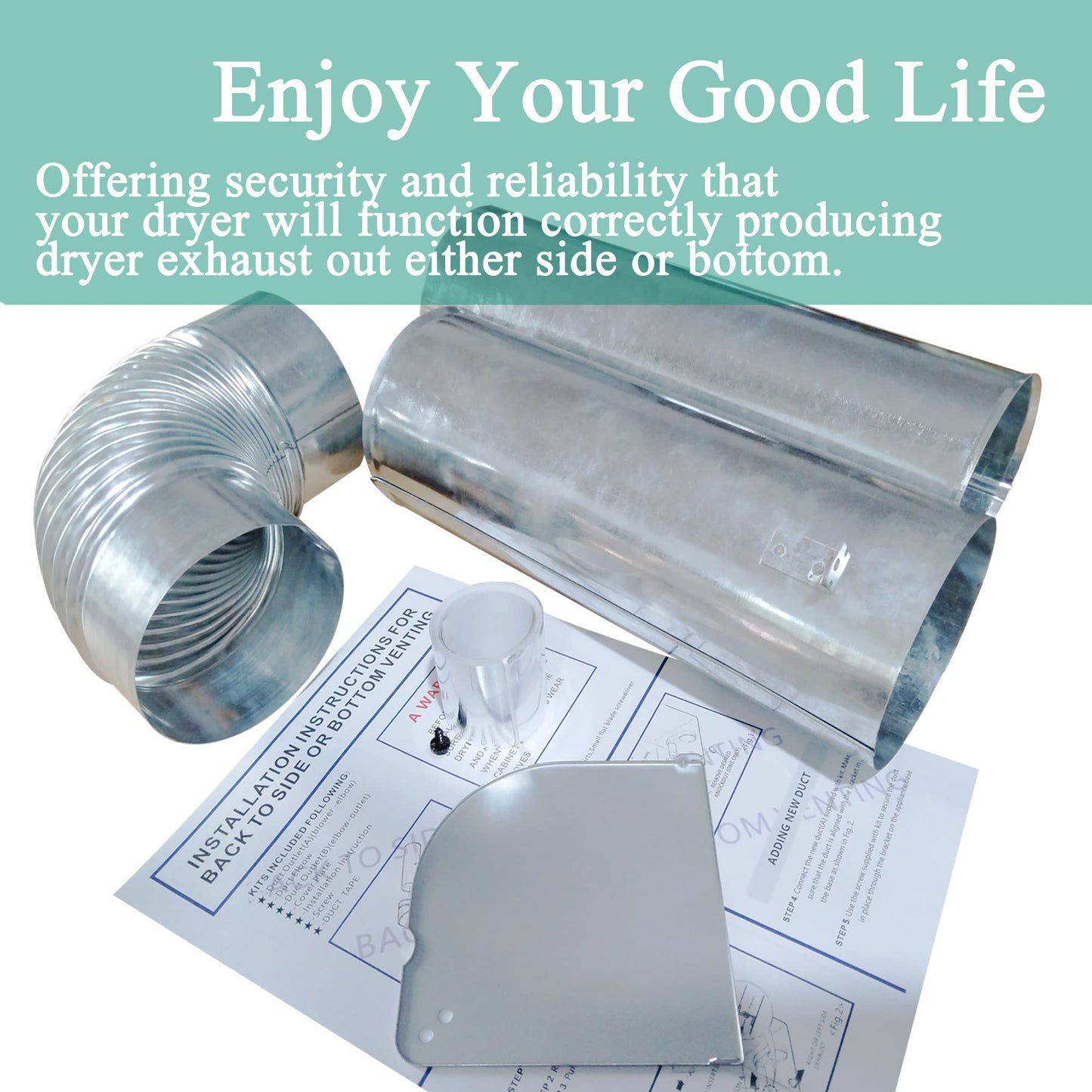 3911EZ9131X 383EEL9001B Side Vent Kit Universal for LG Dryer, Venting Kit Assembly Compatible with Kenmore/sears, Replacement Part AP4438852 Exhaust Out Either Side or Bottom