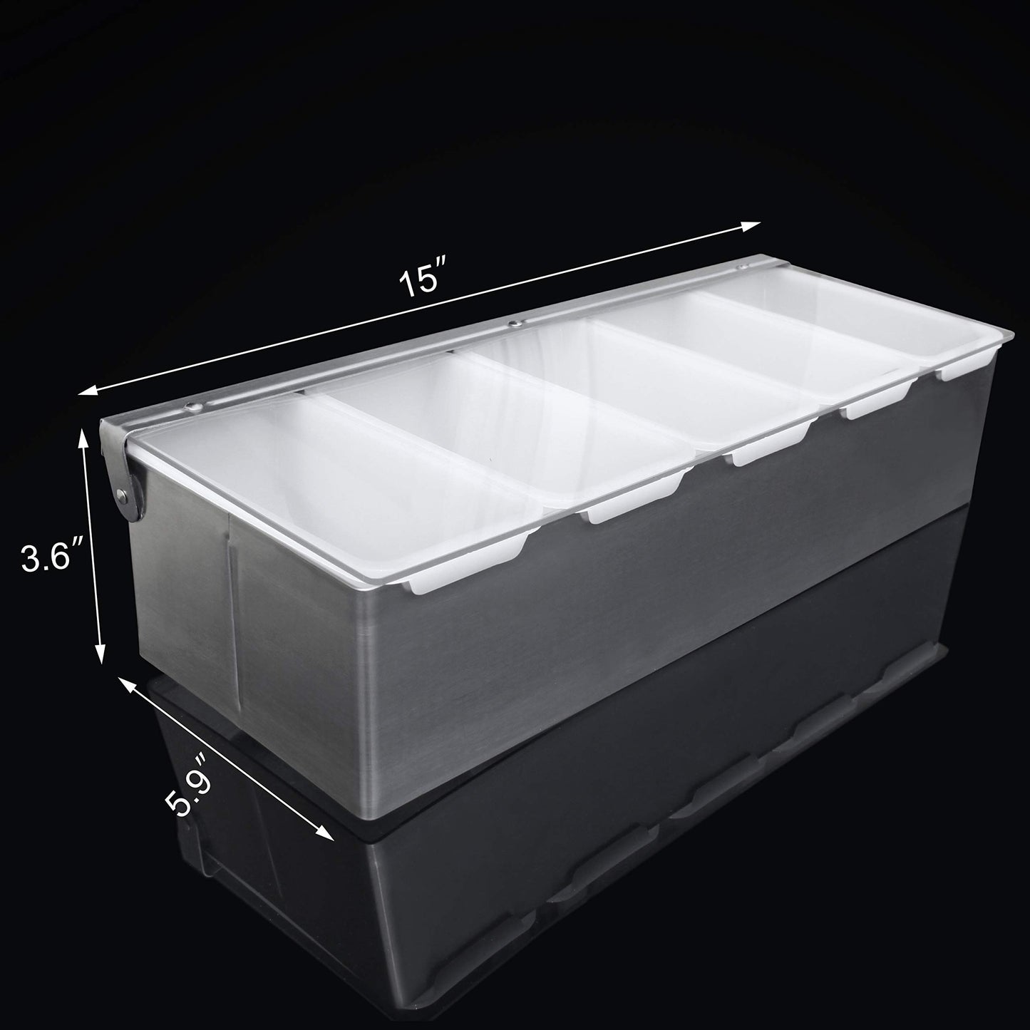 New Star Foodservice 48032 Stainless Steel Condiment Dispenser with 5 Compartments (No Ice Tray)