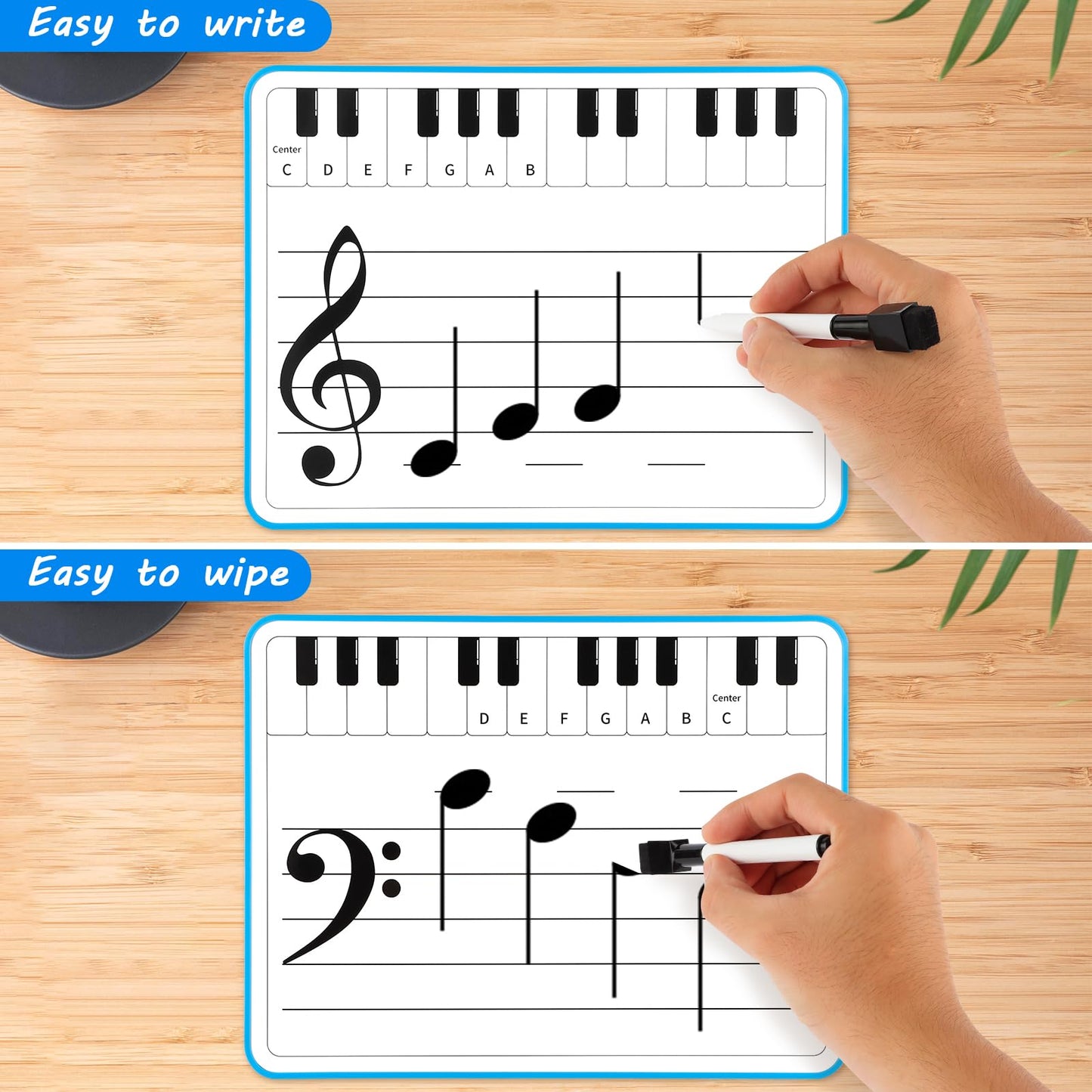 6 Pack Magnetic Music Staff Whiteboard 9'' x 12'' Mini Dry Erase Board for Piano Students Musicians Small White Board Music Classroom Supplies Keyboard Practice (Include 12 Magnets & 6 Markers)