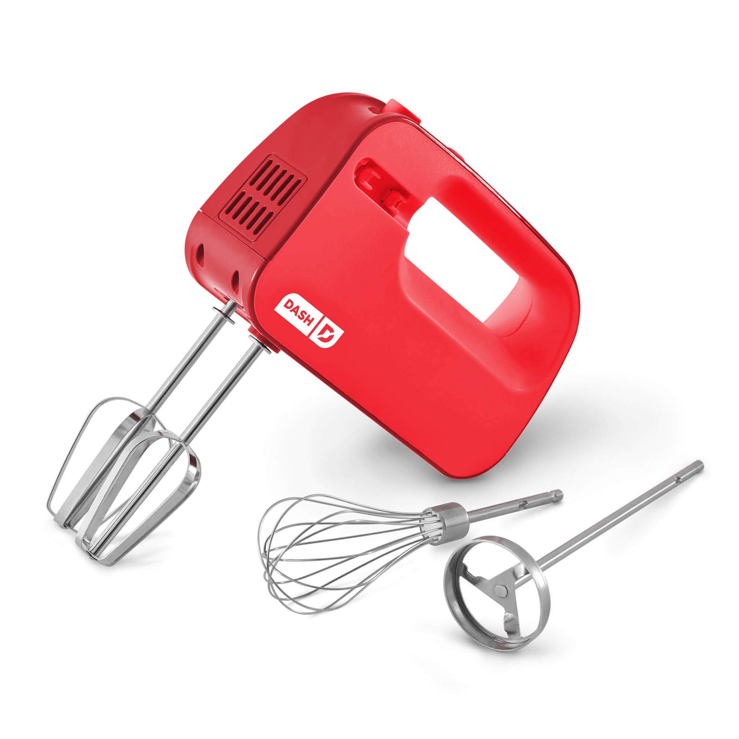 Dash SmartStore Hand Mixer - Electric Handheld Mixer For Everyday Baking - 3-Speed Power and One-Touch Beater Ejector Button - Red, Includes Whisk and Milkshake Attachments