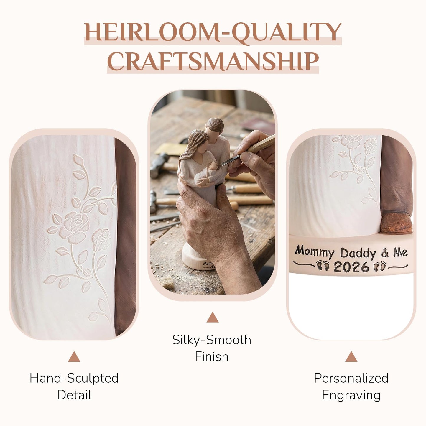 Storieme New Mom Gifts for Women: First Time Parents Gift for Couples - Pregnancy Gifts for Expecting Mother After Birth - Hand-Finished Mommy Dad to Be Figurine for Mothers Day