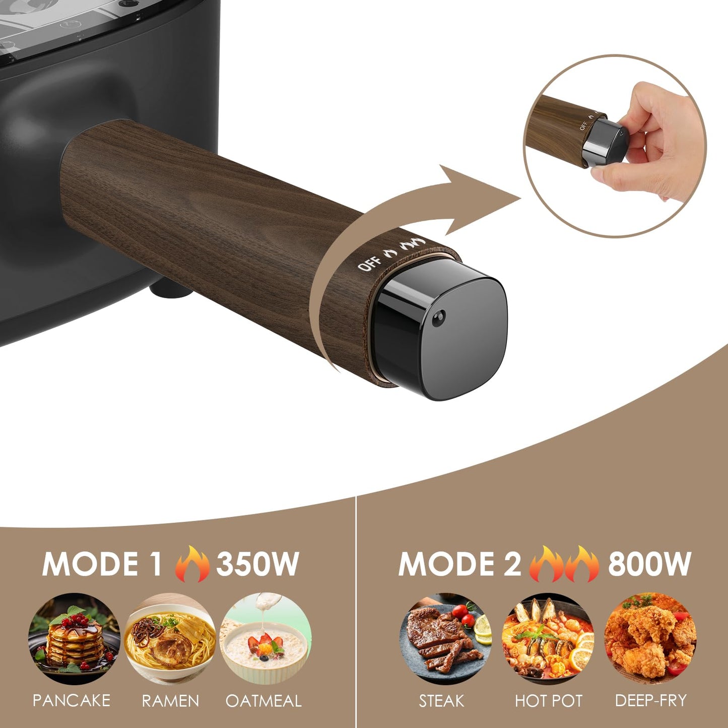 CULLINSSS 2L Hot Pot Electric with Steamer, Portable Electric Pot with Upgrade Titanium Nonstick Coating for Dorm, Office, Travel, Multi Cooker Pot for Ramen, Soup, Oatmeal (Tongs Included)