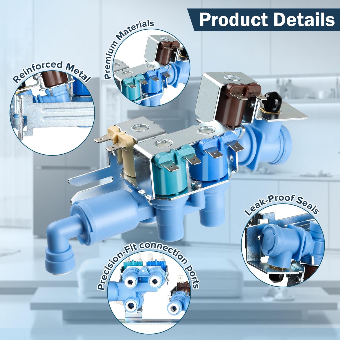 242253002 242102201 Refrigerator Water Inlet Valve Replace Part: 2689640, AP5669874, PS7321353, EAP7321353, Compatible with Frigidaire Electrolux Kenmore Crosley Ikea, etc Refrigerators